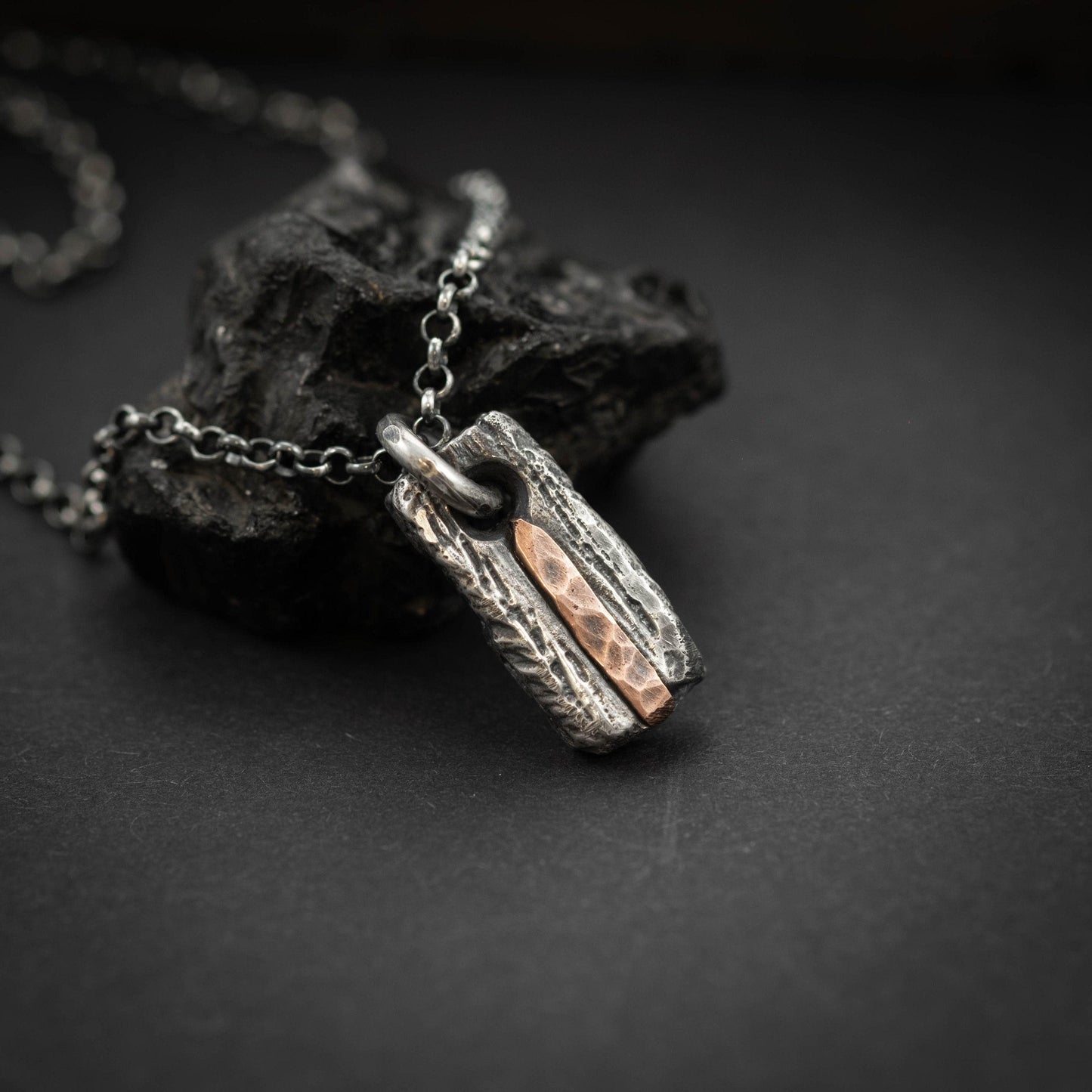Mens Silver And copper necklace, Mens gift, Handmade jewelry, Stress relief Protection necklace, Gift for him, Boyfriend gift, Husbant gift