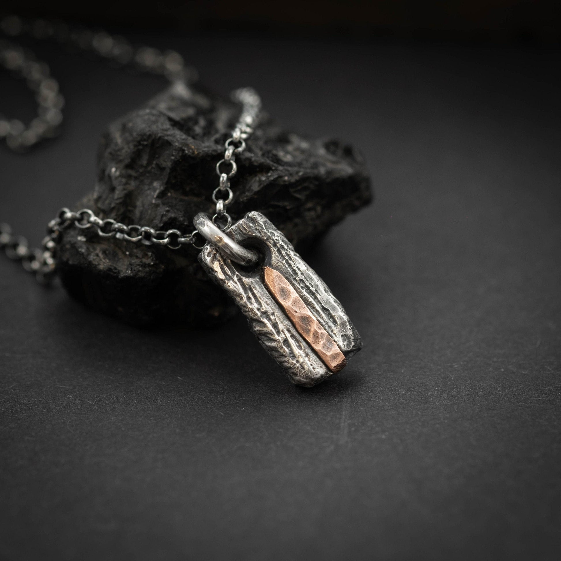 Mens Silver And copper necklace, Mens gift, Handmade jewelry, Stress relief Protection necklace, Gift for him, Boyfriend gift, Husbant gift