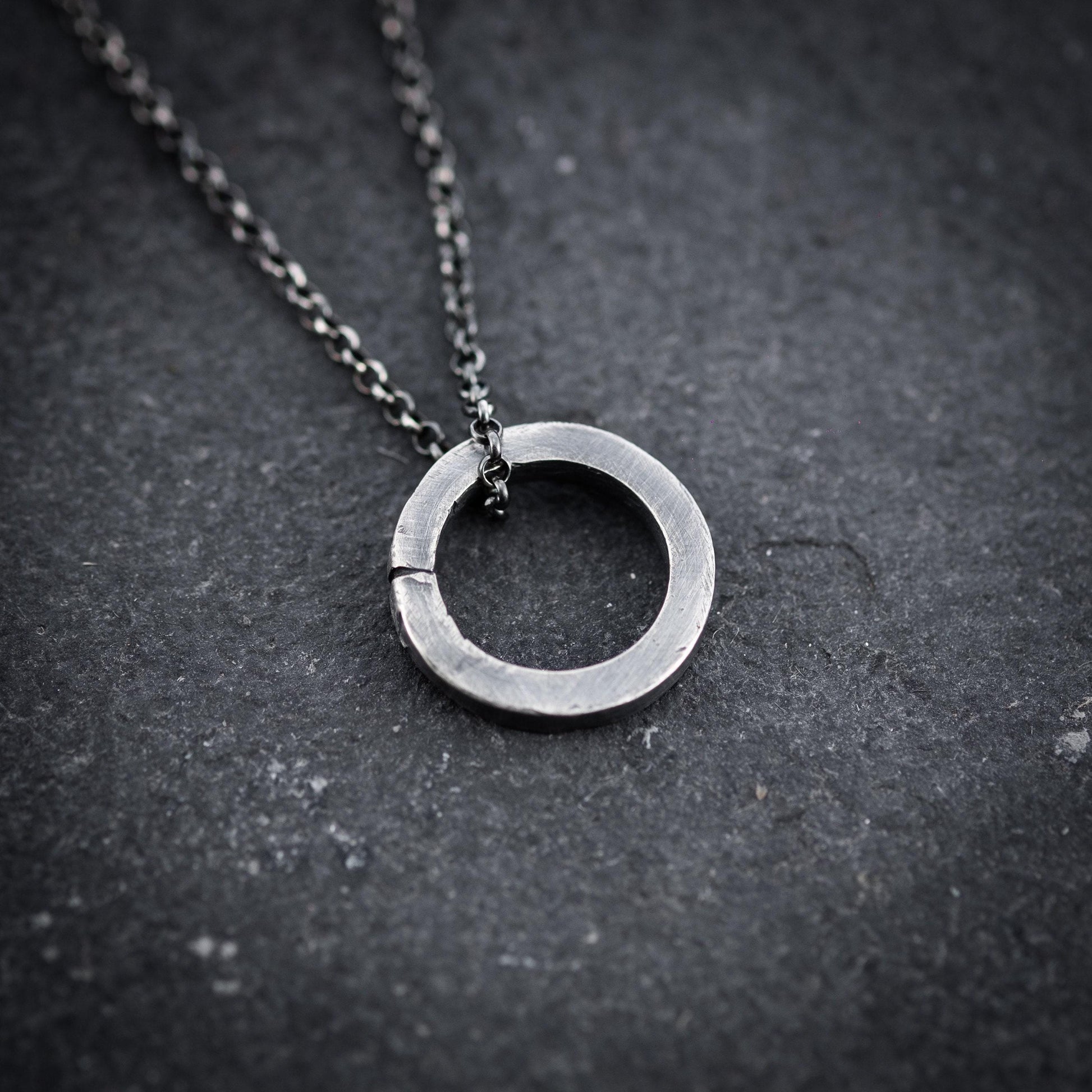 Silver round Circle mens necklace, Minimalist Protection amulet, Viking Handmade Silver jewelry, Unique Gift for women, Boyfriend gift
