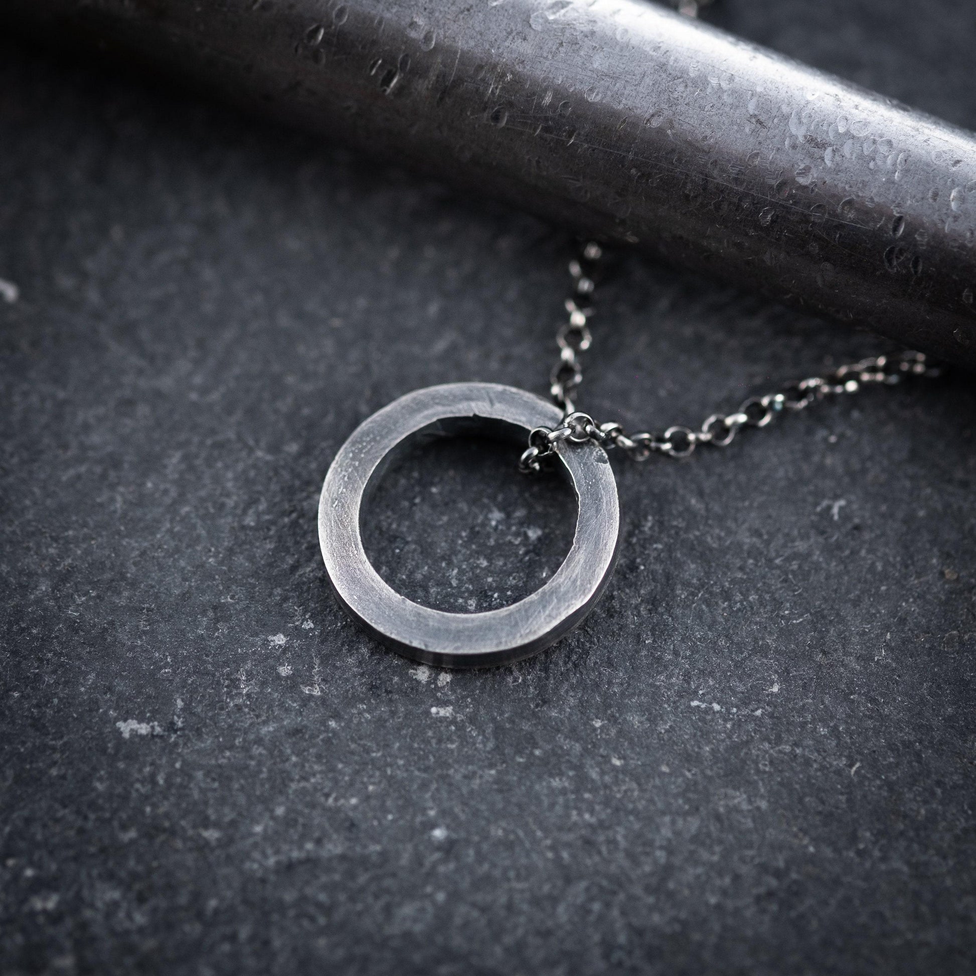 Silver round Circle mens necklace, Minimalist Protection amulet, Viking Handmade Silver jewelry, Unique Gift for women, Boyfriend gift
