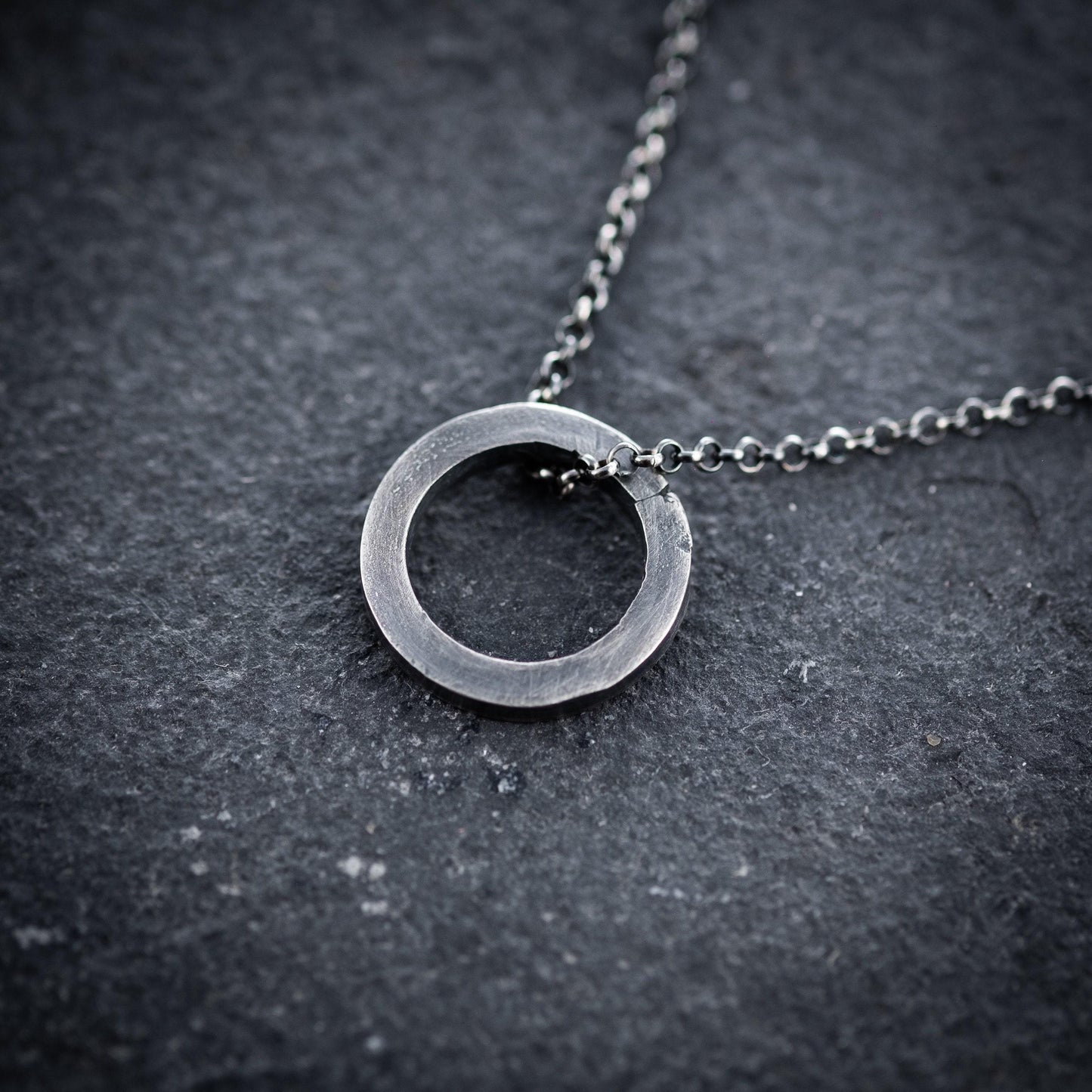 Silver round Circle mens necklace, Minimalist Protection amulet, Viking Handmade Silver jewelry, Unique Gift for women, Boyfriend gift