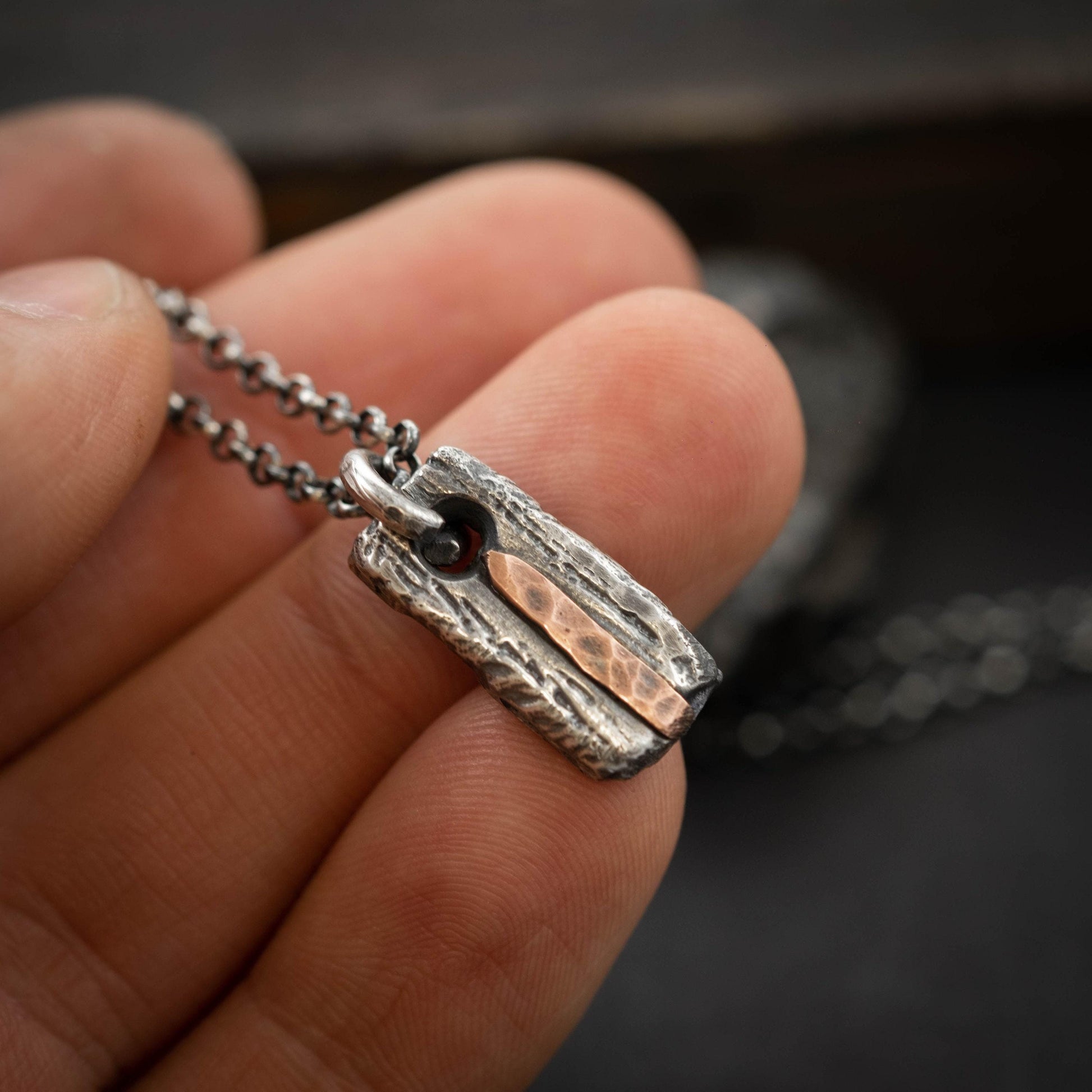 Mens Silver And copper necklace, Mens gift, Handmade jewelry, Stress relief Protection necklace, Gift for him, Boyfriend gift, Husbant gift