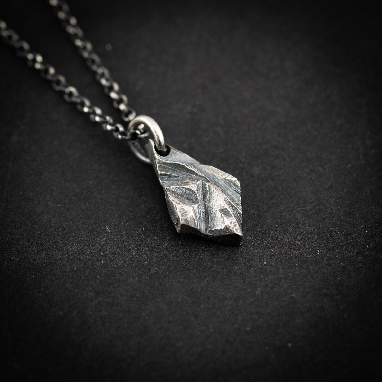 Sterling Silver Necklace For Men, Men's Statement Pendant, Bold Rustic Viking Mens Jewelry, Gift for Him, mens oxidized pendant