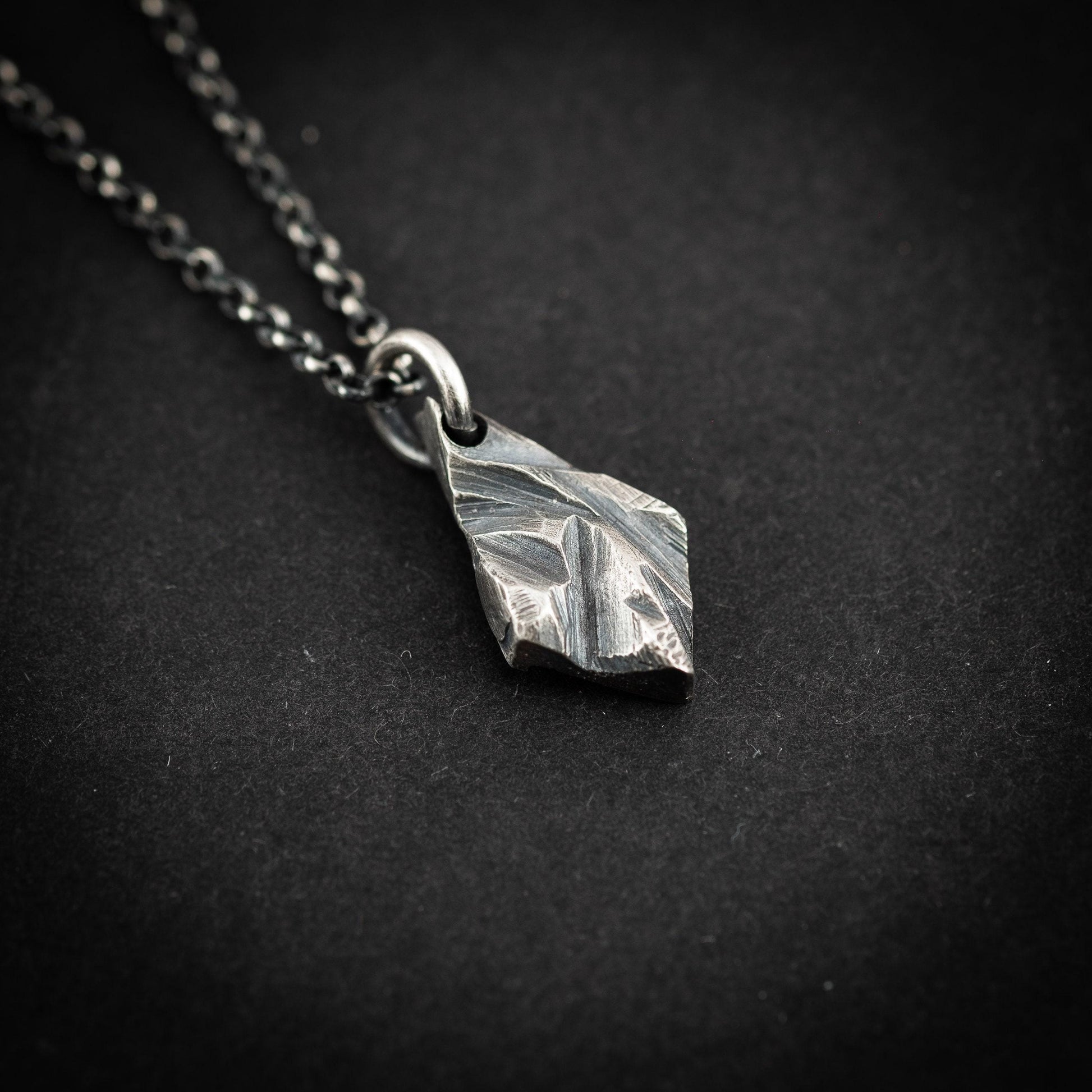 Sterling Silver Necklace For Men, Men's Statement Pendant, Bold Rustic Viking Mens Jewelry, Gift for Him, mens oxidized pendant