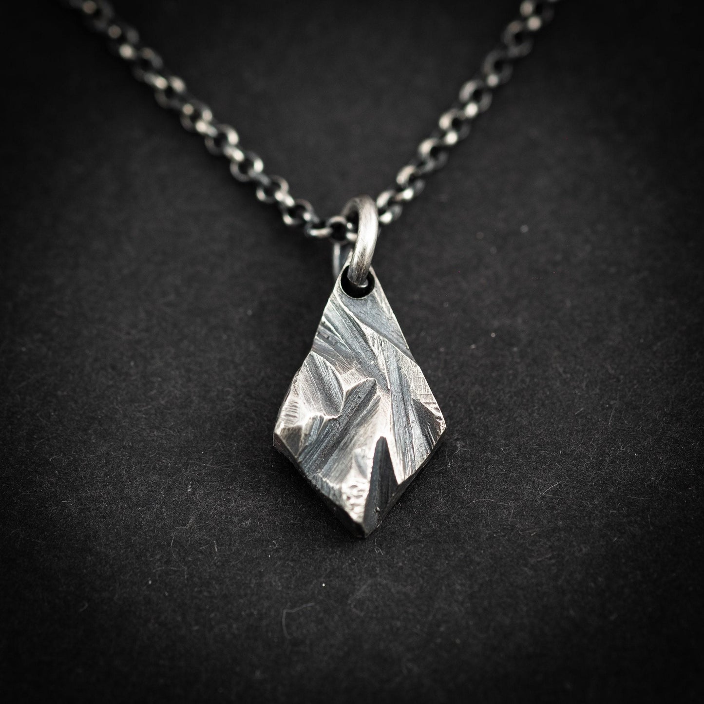Sterling Silver Necklace For Men, Men's Statement Pendant, Bold Rustic Viking Mens Jewelry, Gift for Him, mens oxidized pendant