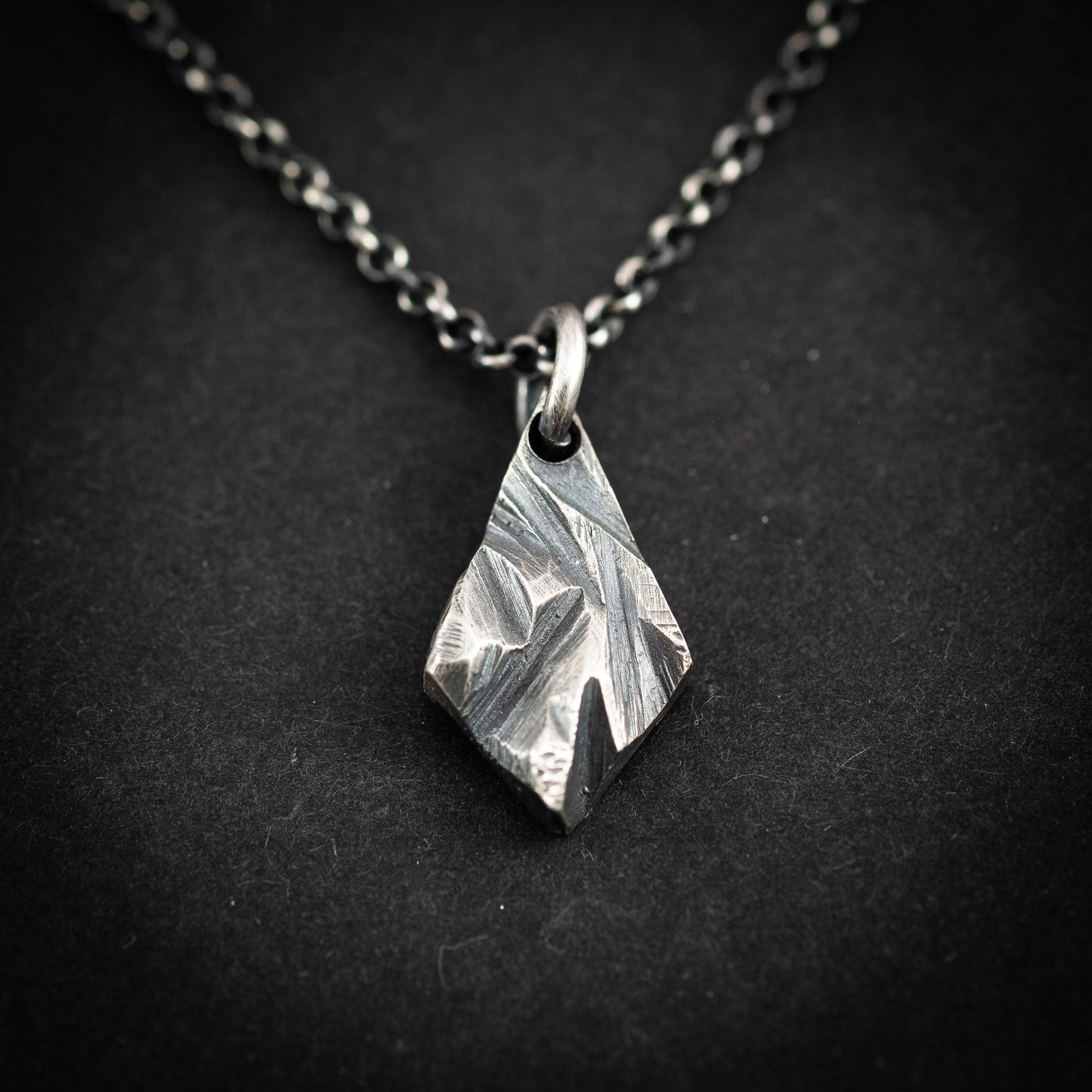 Sterling Silver Necklace For Men, Men's Statement Pendant, Bold Rustic Viking Mens Jewelry, Gift for Him, mens oxidized pendant