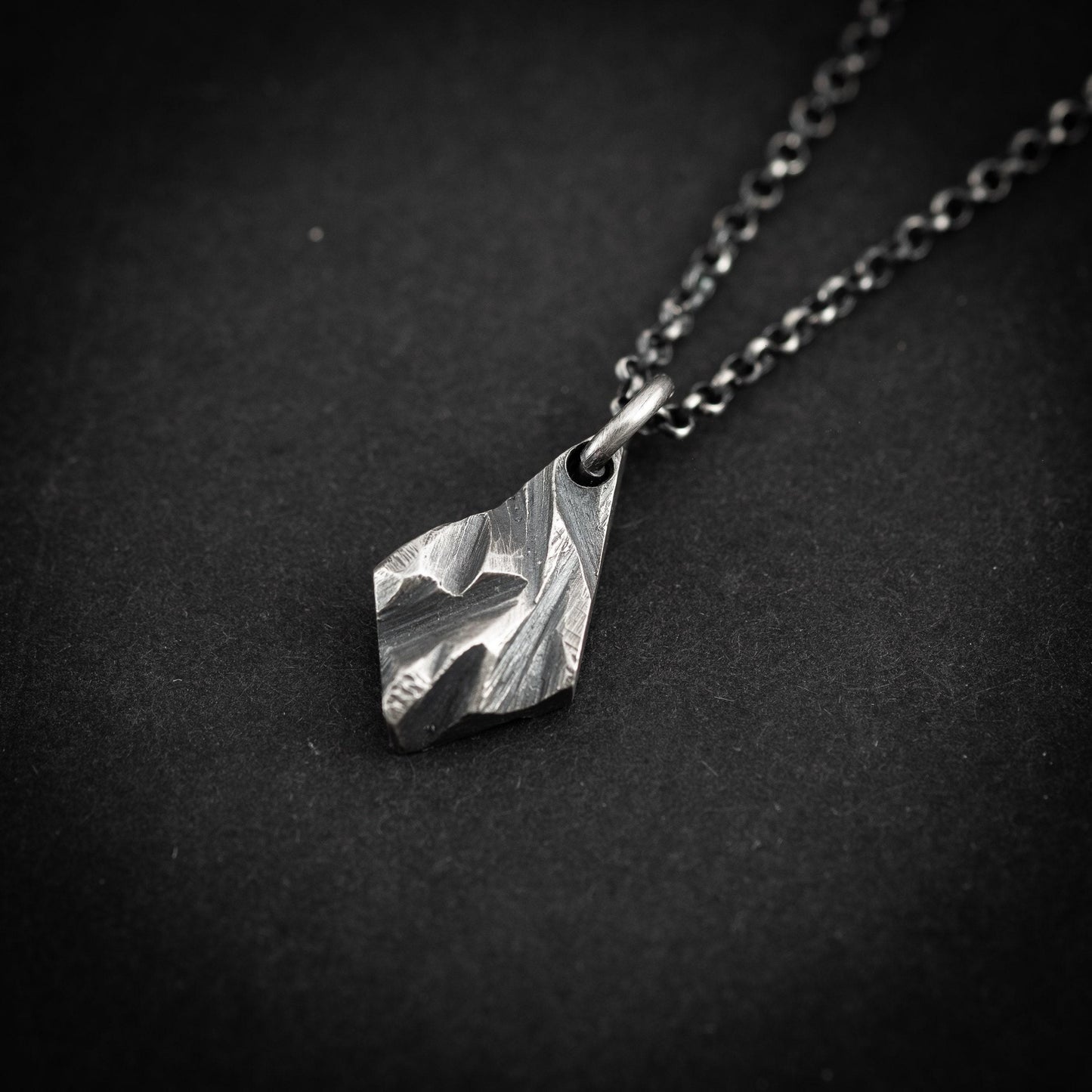 Sterling Silver Necklace For Men, Men's Statement Pendant, Bold Rustic Viking Mens Jewelry, Gift for Him, mens oxidized pendant