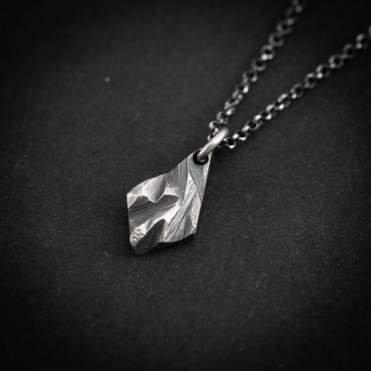 Sterling Silver Necklace For Men, Men's Statement Pendant, Bold Rustic Viking Mens Jewelry, Gift for Him, mens oxidized pendant