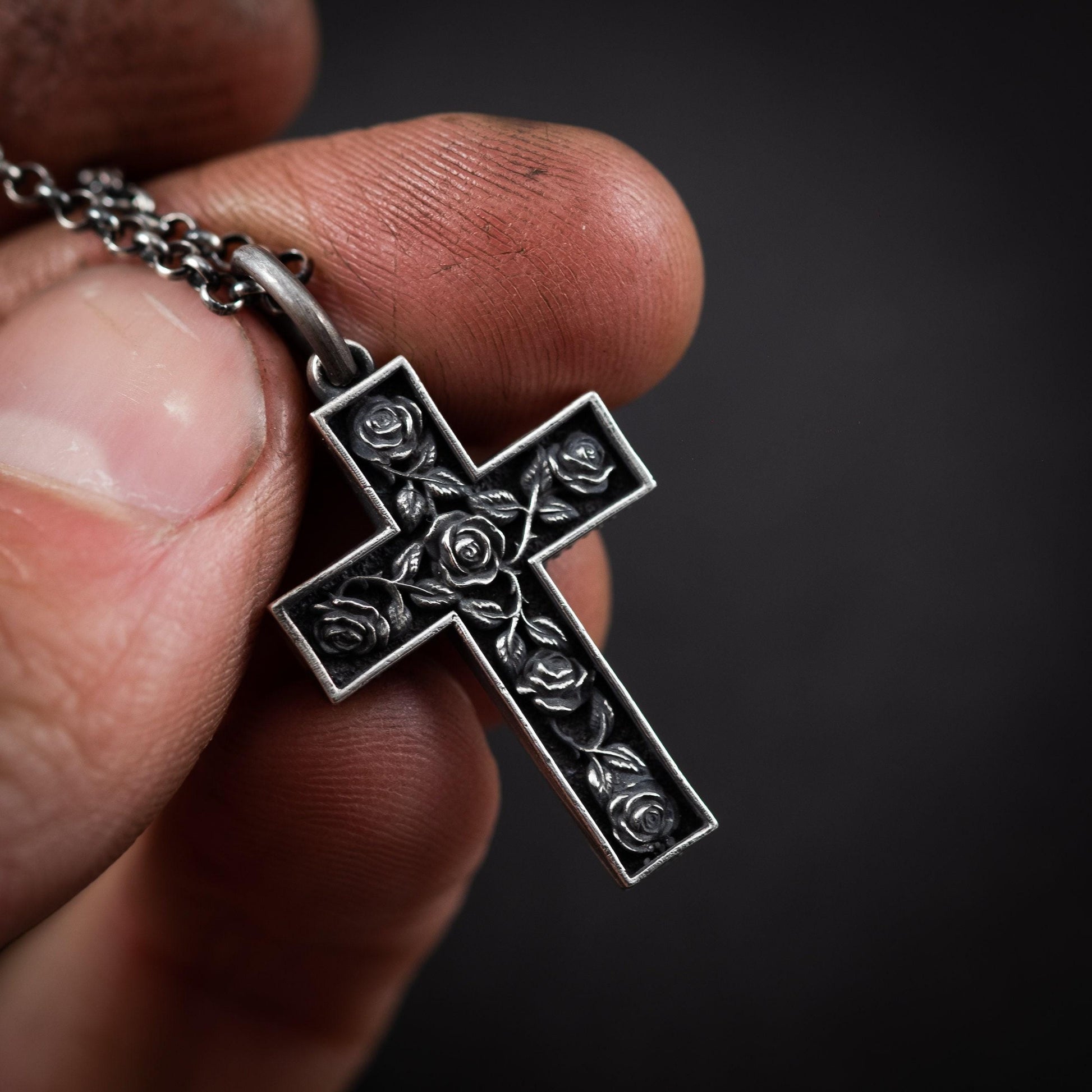 Cross with Roses necklace