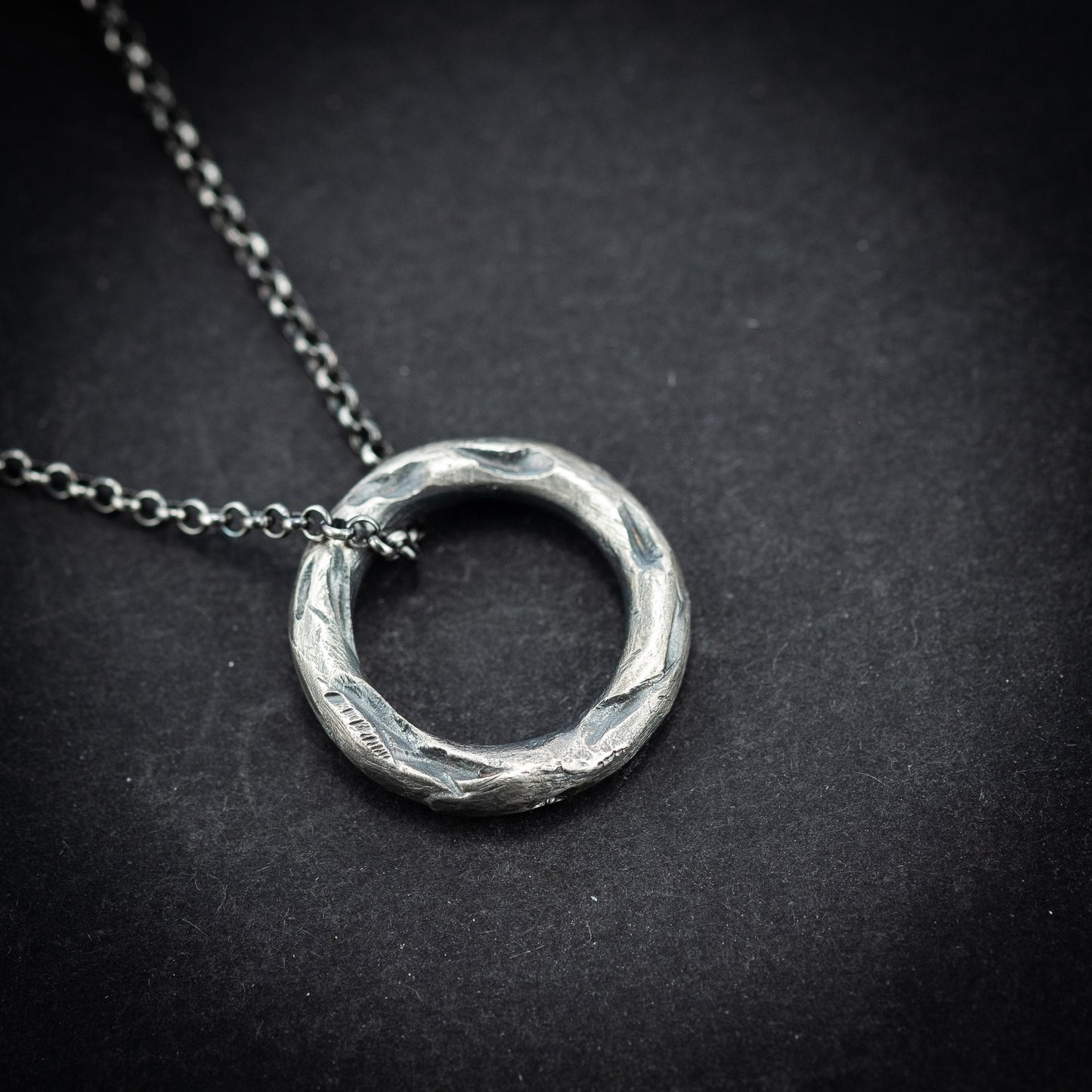 Mens circle silver pendant necklace, Rustic Silver necklace, Circle Minimalist jewelry, Handmade Silver jewelry, Unique Gift for men
