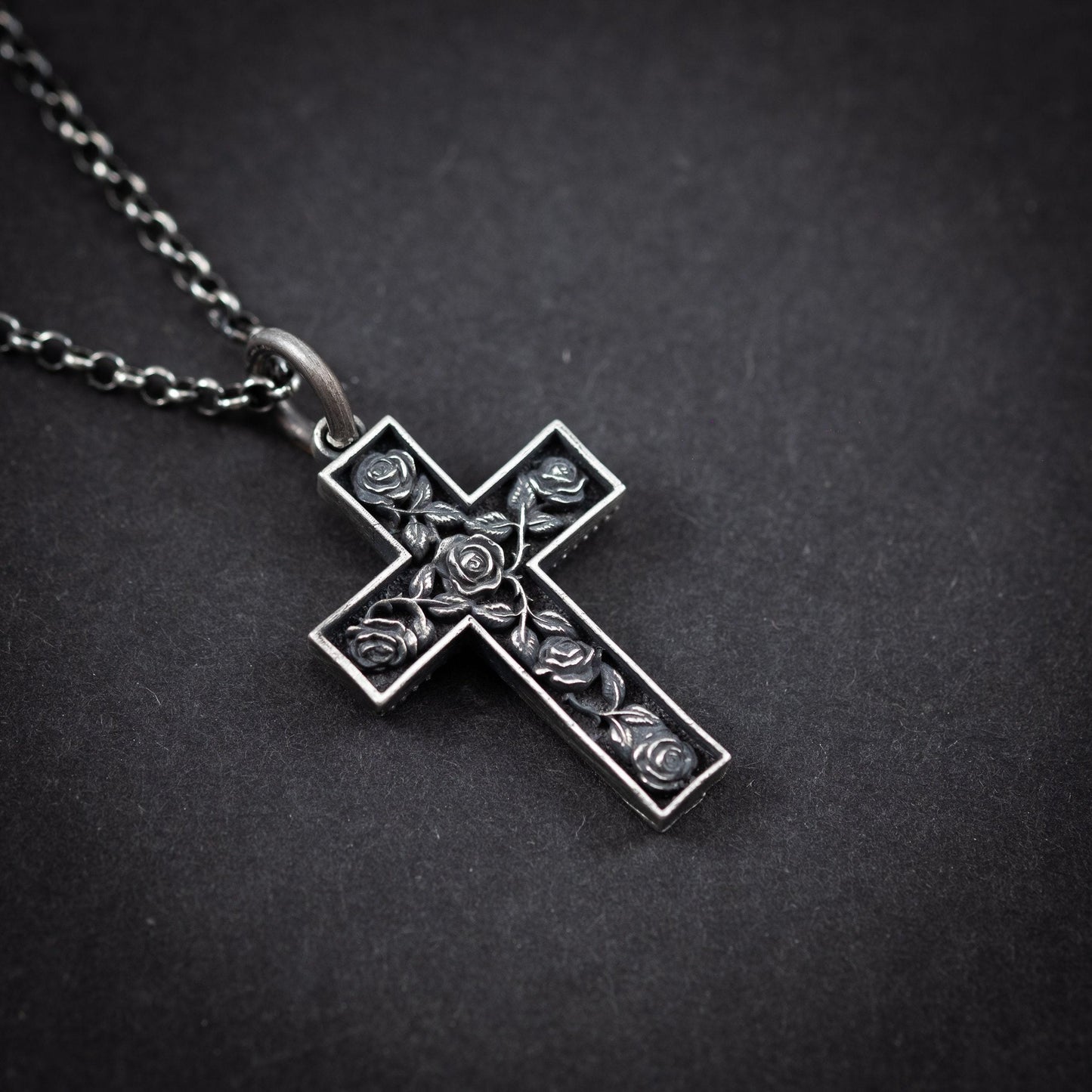 Cross with Roses necklace