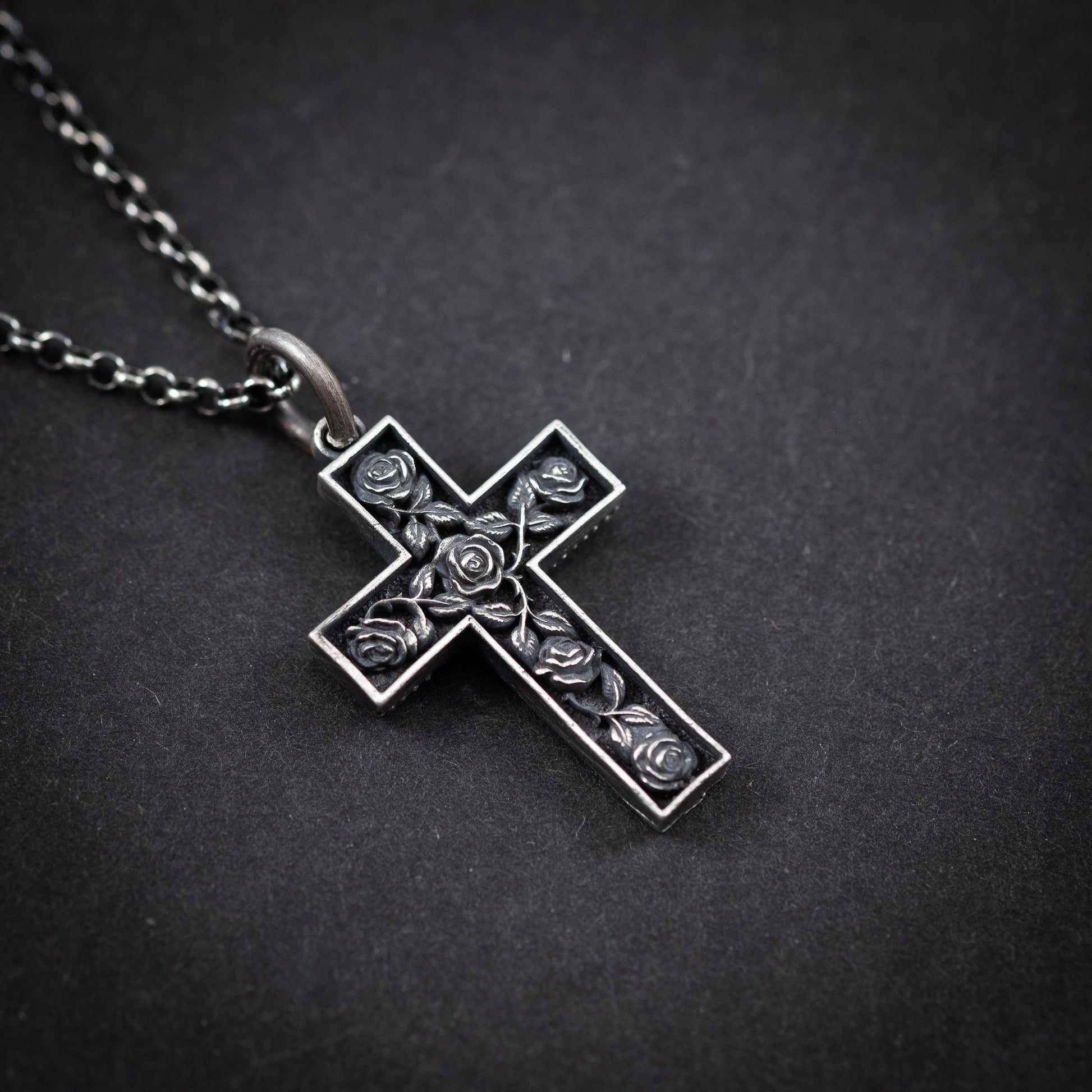 Cross with Roses necklace
