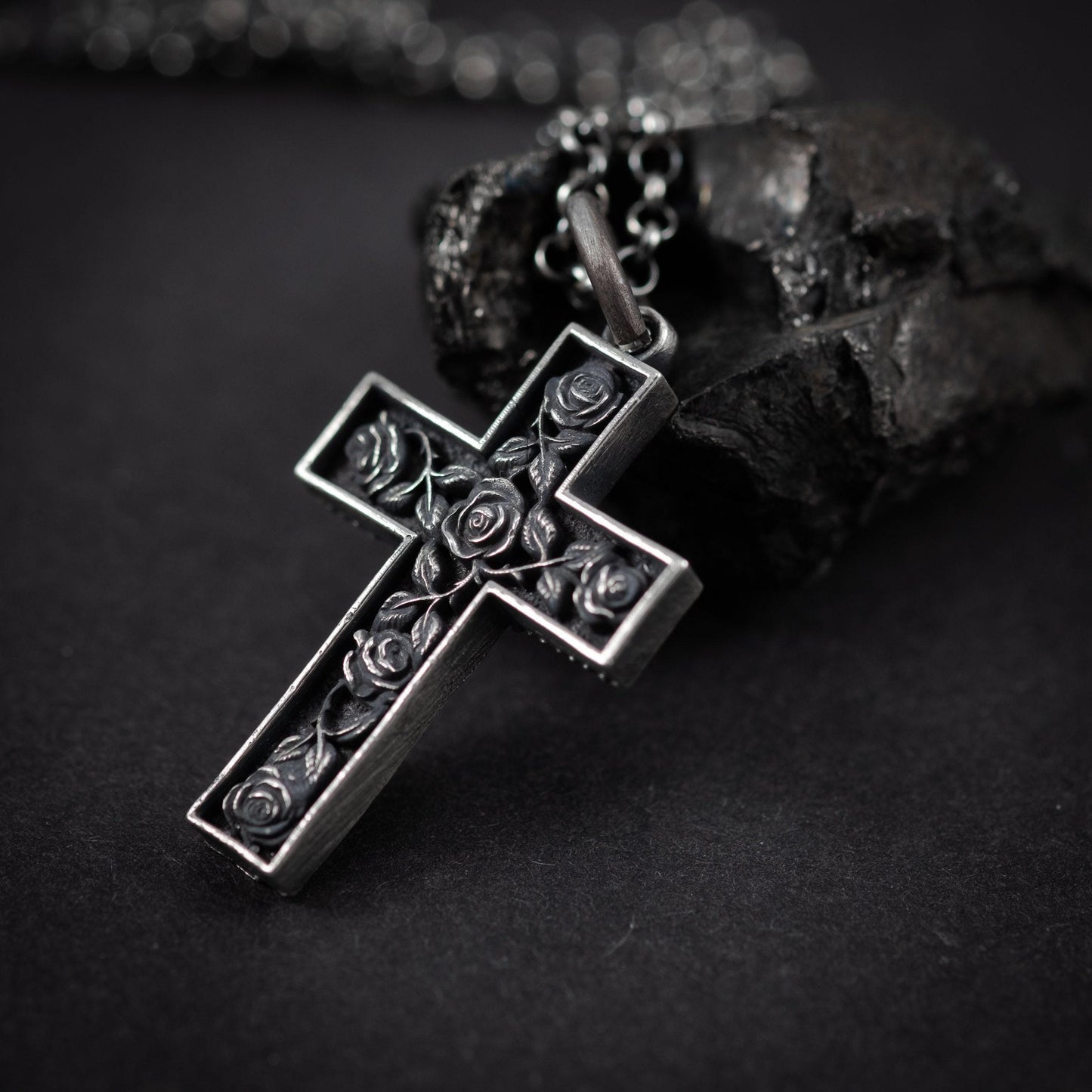 Cross with Roses necklace