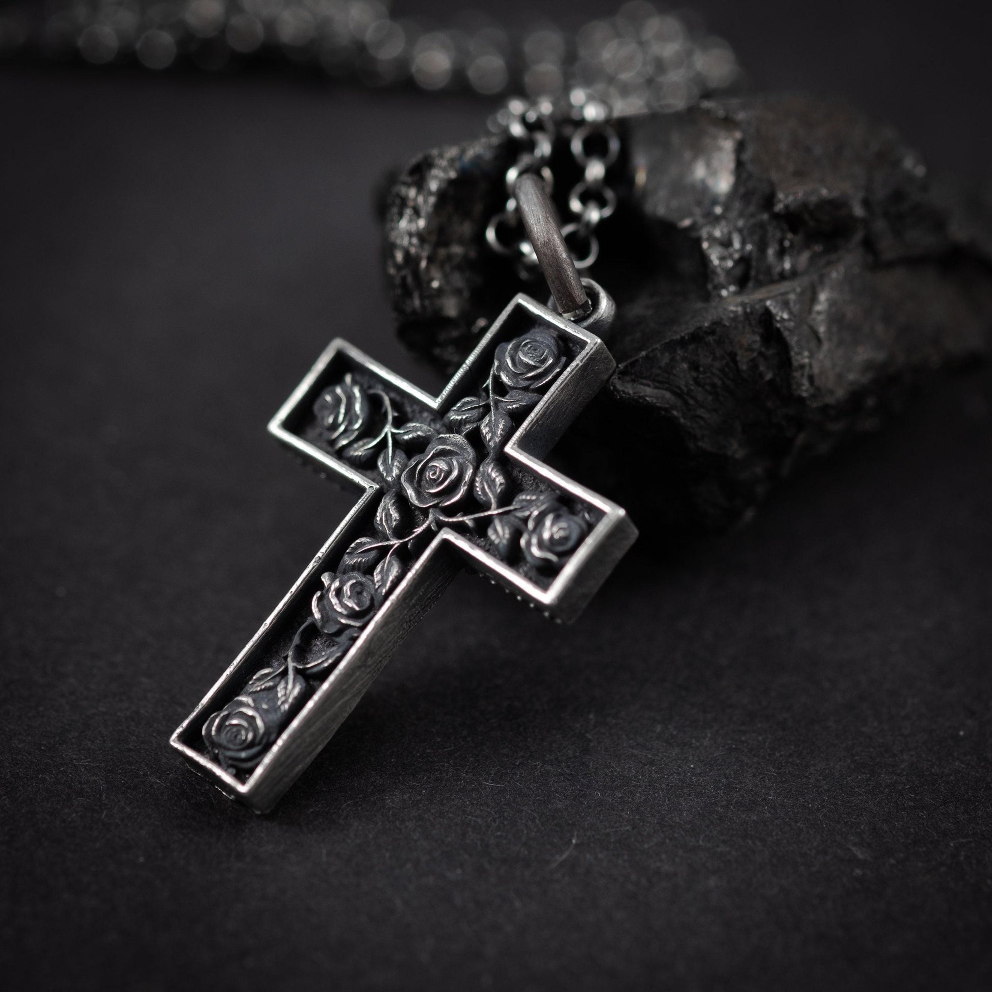 Cross with Roses necklace