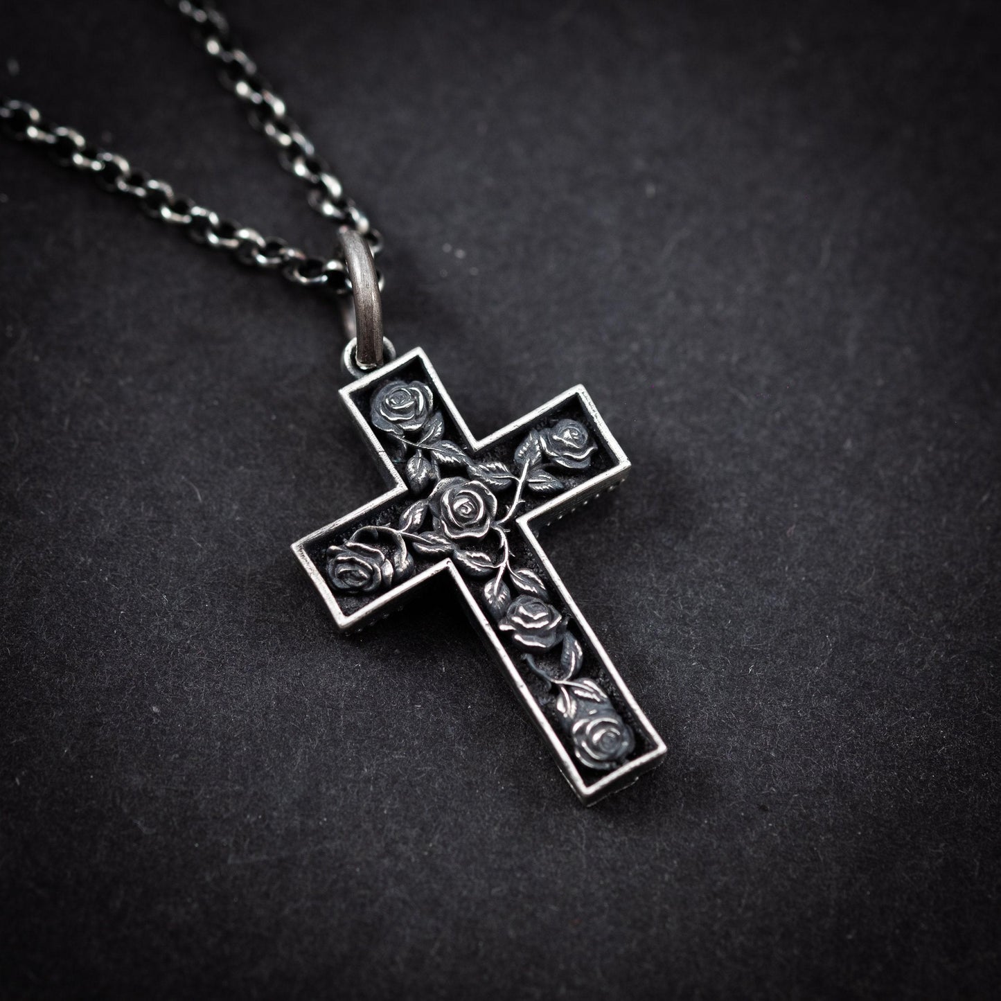 Cross with Roses necklace