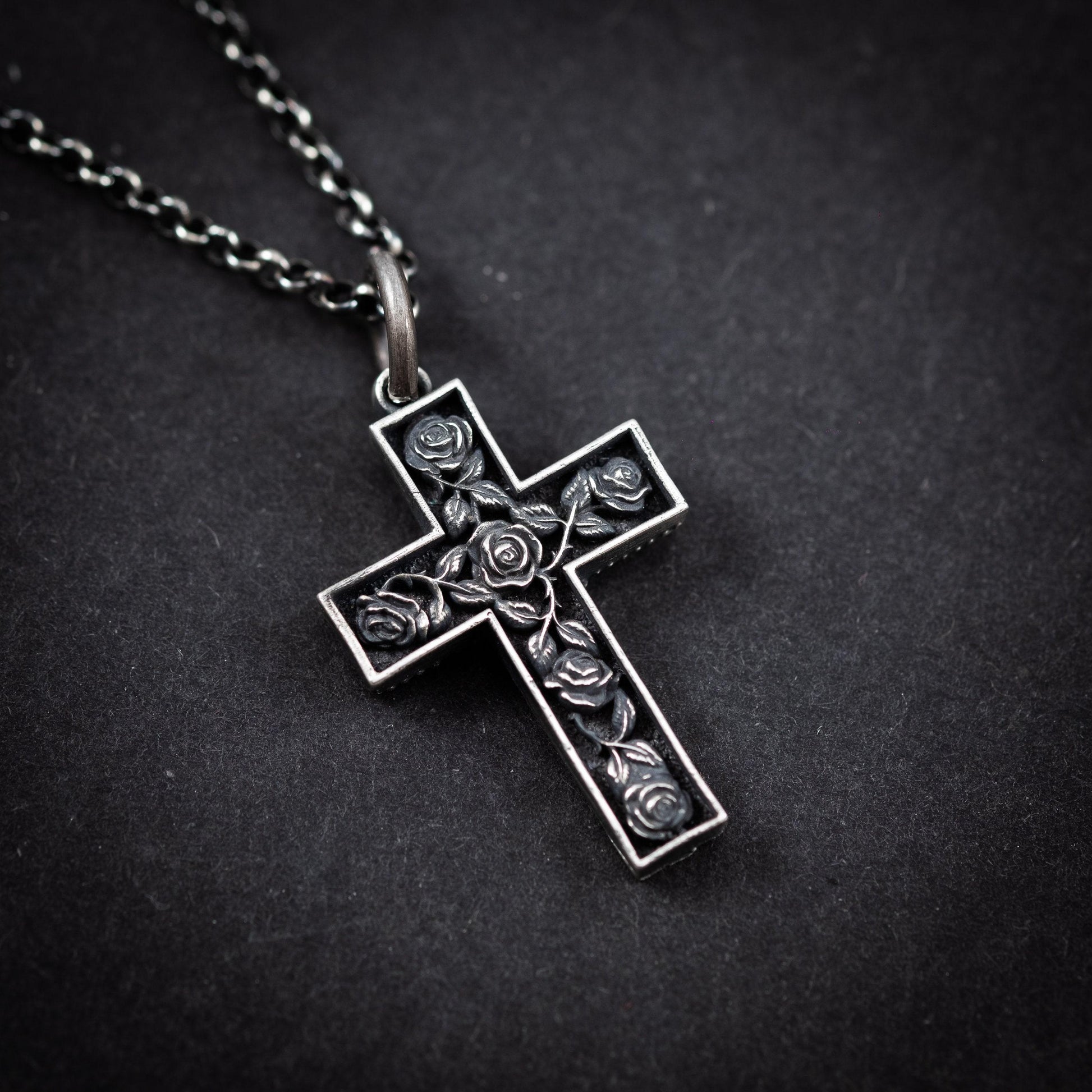 Cross with Roses necklace