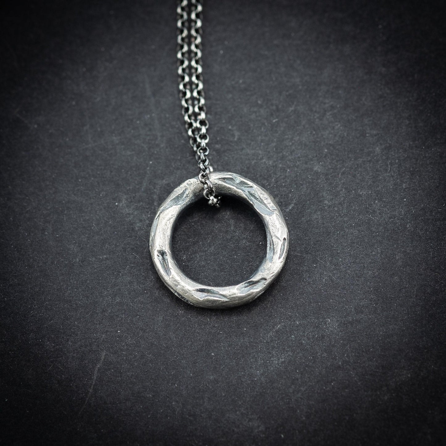 Mens circle silver pendant necklace, Rustic Silver necklace, Circle Minimalist jewelry, Handmade Silver jewelry, Unique Gift for men