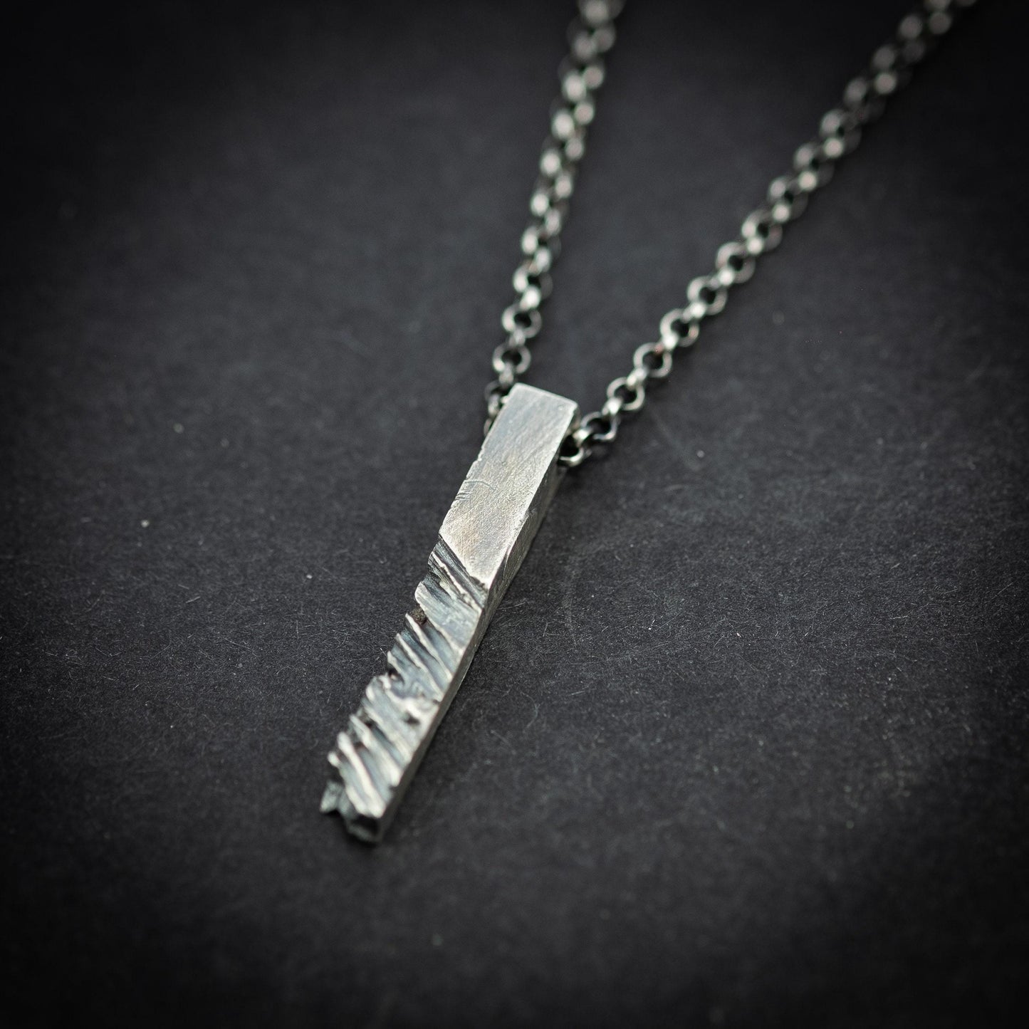 Mens Silver handmade Rustic Bar Necklace , oxidized jewelry for men, brutalist silver jewelrym, 25th anniversary gifts