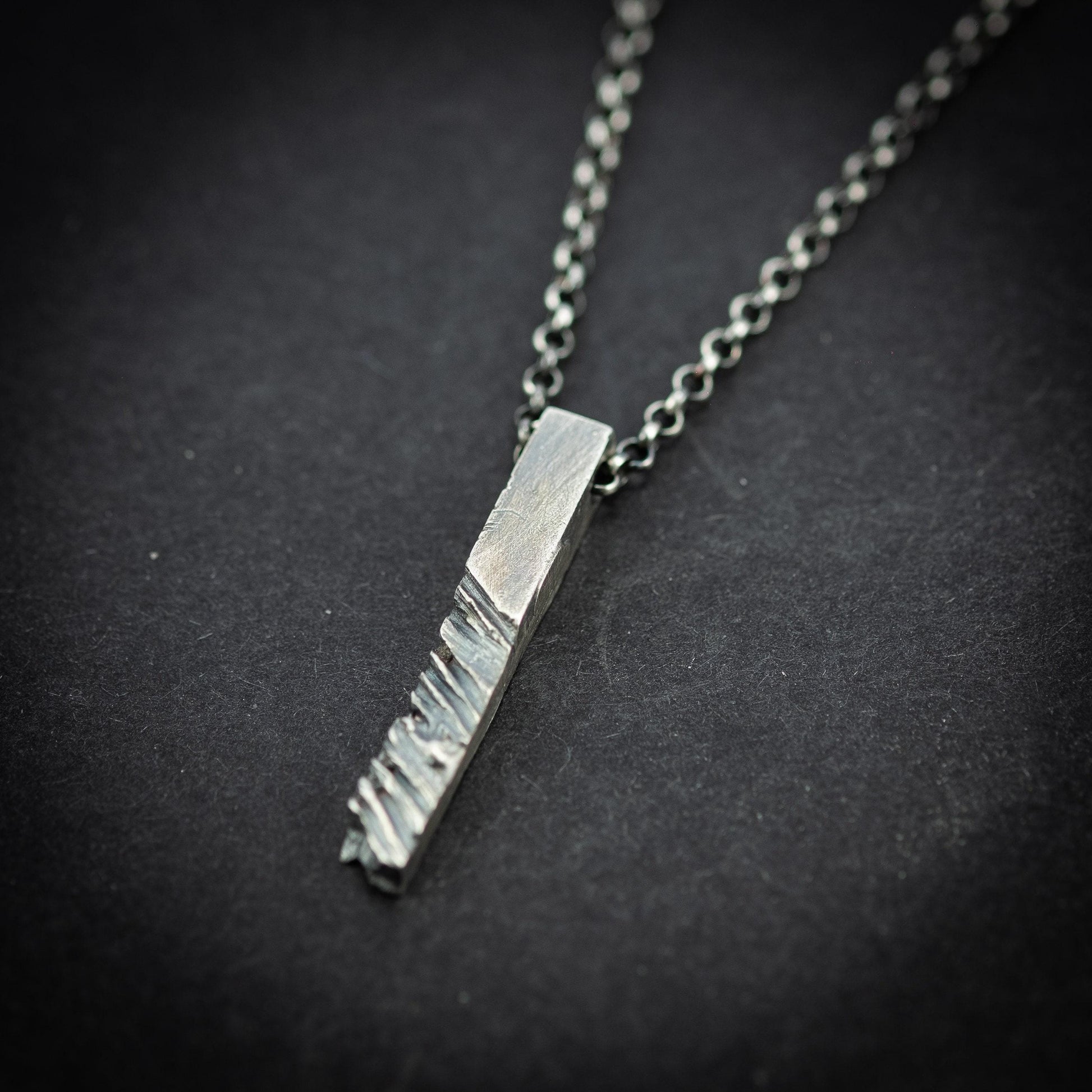 Mens Silver handmade Rustic Bar Necklace , oxidized jewelry for men, brutalist silver jewelrym, 25th anniversary gifts