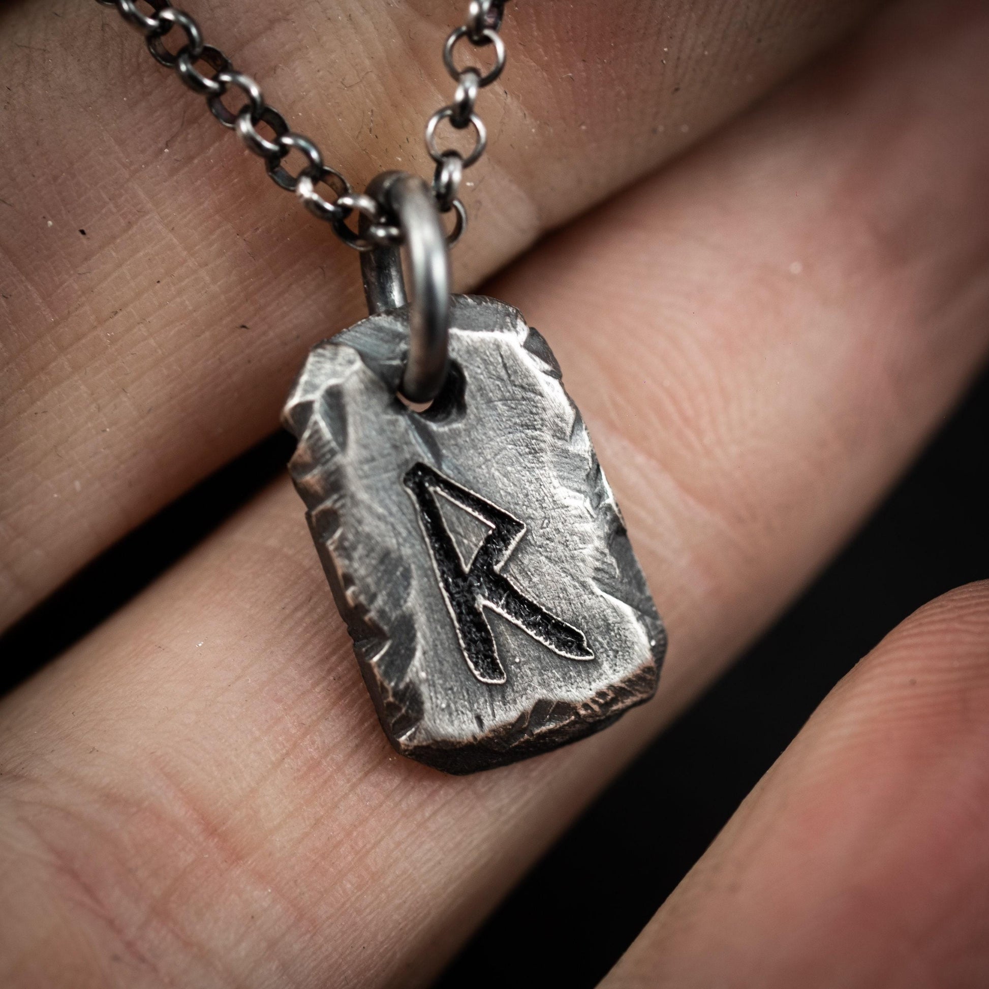 Silver Viking Rune Pendant Necklace for Men, Custom Nordic Jewelry, Personalized Norse Mythology Gift for Him