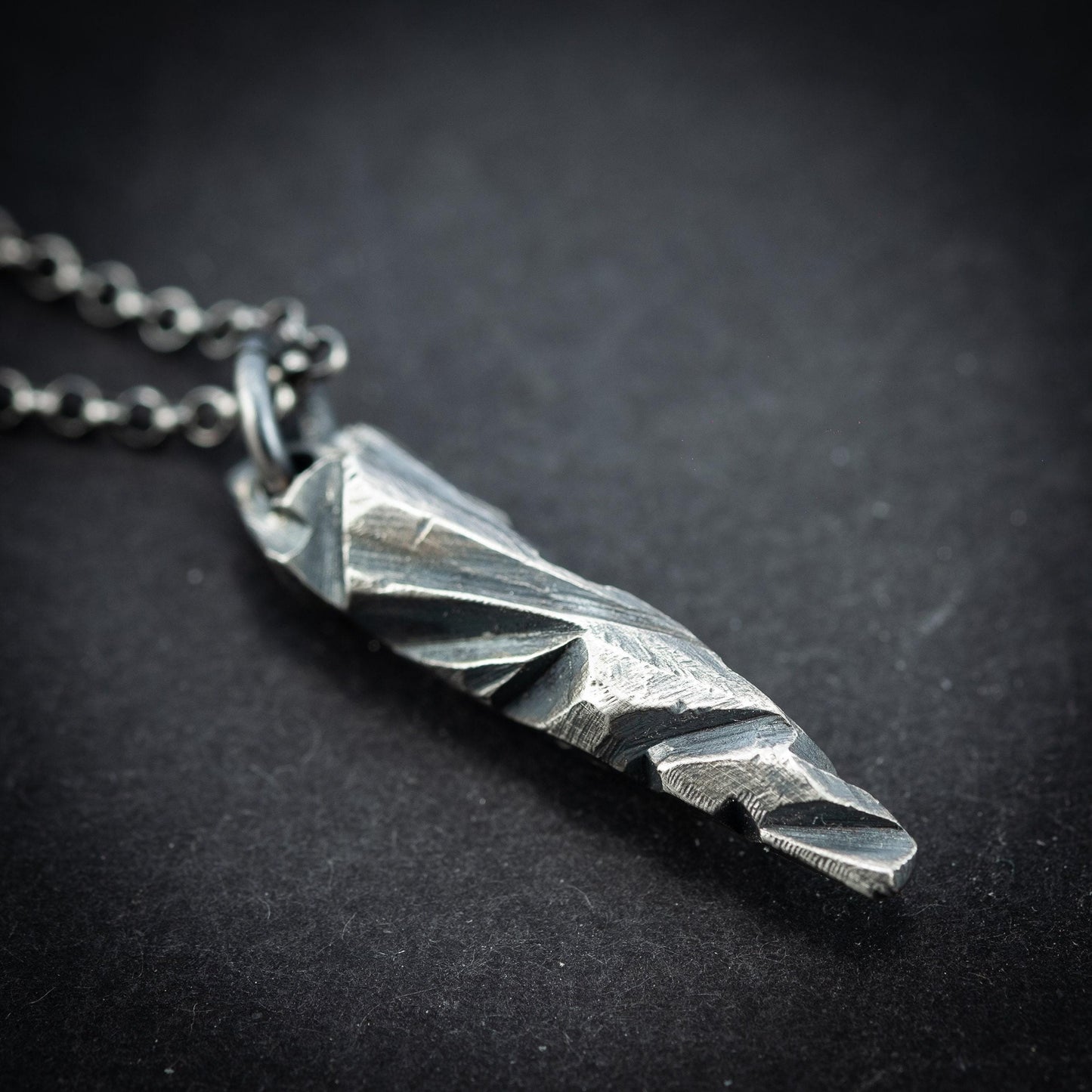 Silver Mens Pendant necklace, Brutalist Sterling Silver Oxidized Pendant, Mens gift, handmade rustic jewelry, boyfriend gift