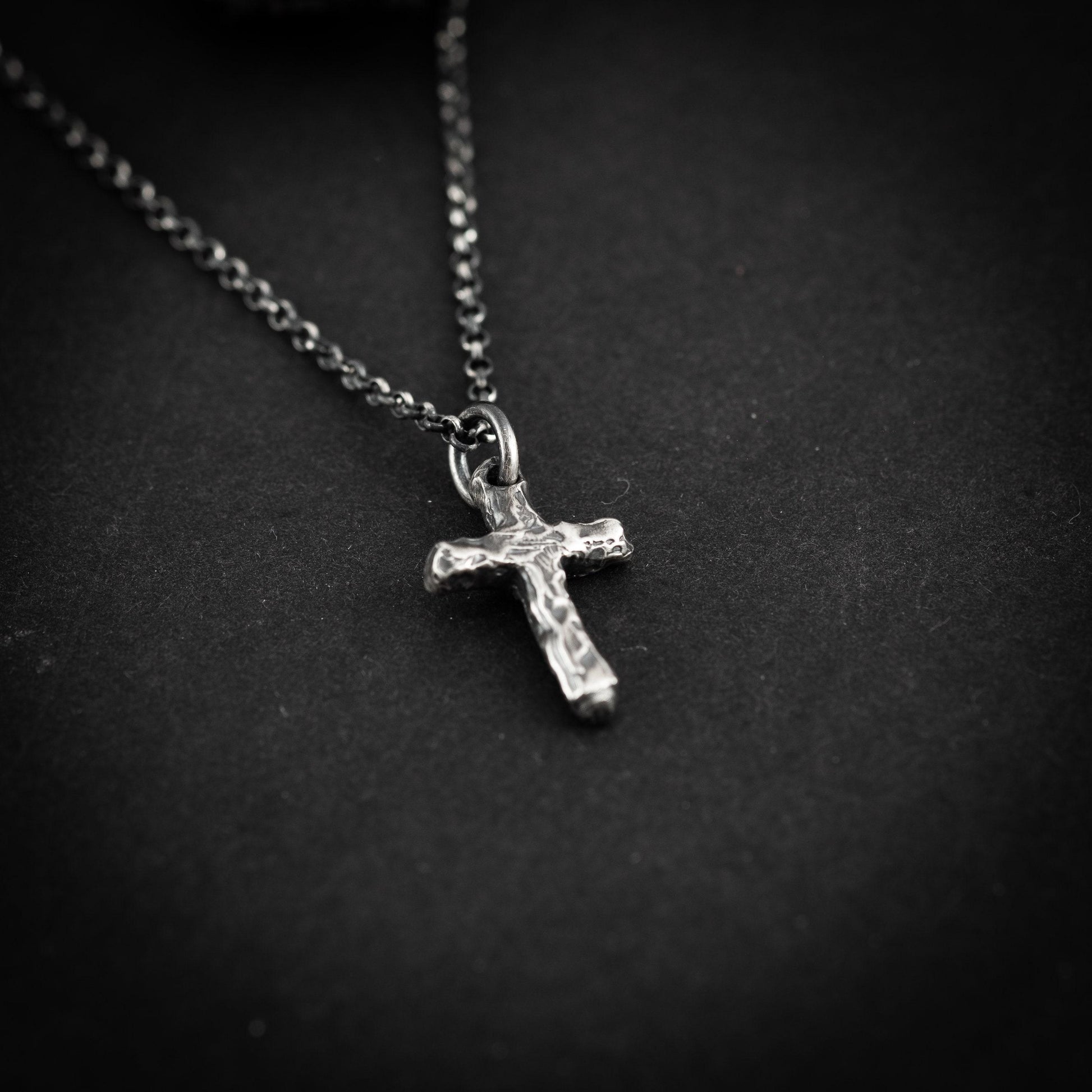 Silver Cross Mens Christian necklace, Strength pendant necklace, Christian gifts, Handmade jewelry, Boyfriend gift, Husband gift
