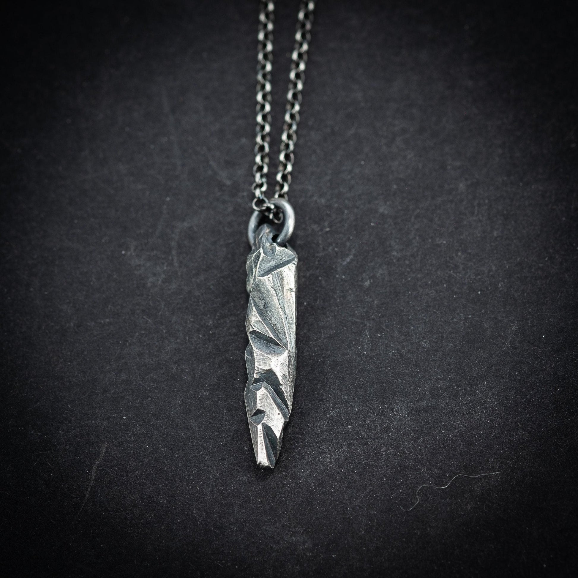 Silver Mens Pendant necklace, Brutalist Sterling Silver Oxidized Pendant, Mens gift, handmade rustic jewelry, boyfriend gift