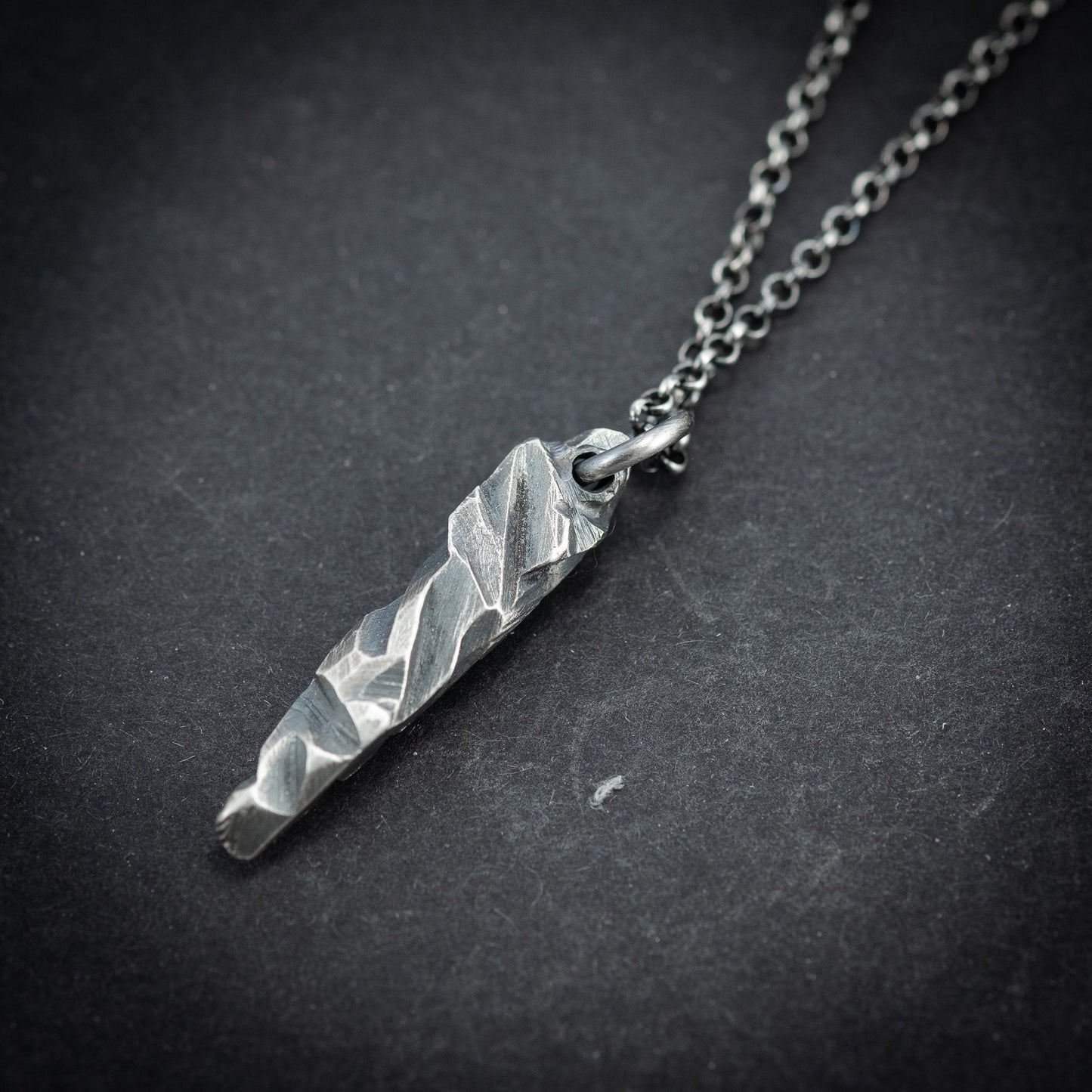 Silver Mens Pendant necklace, Brutalist Sterling Silver Oxidized Pendant, Mens gift, handmade rustic jewelry, boyfriend gift