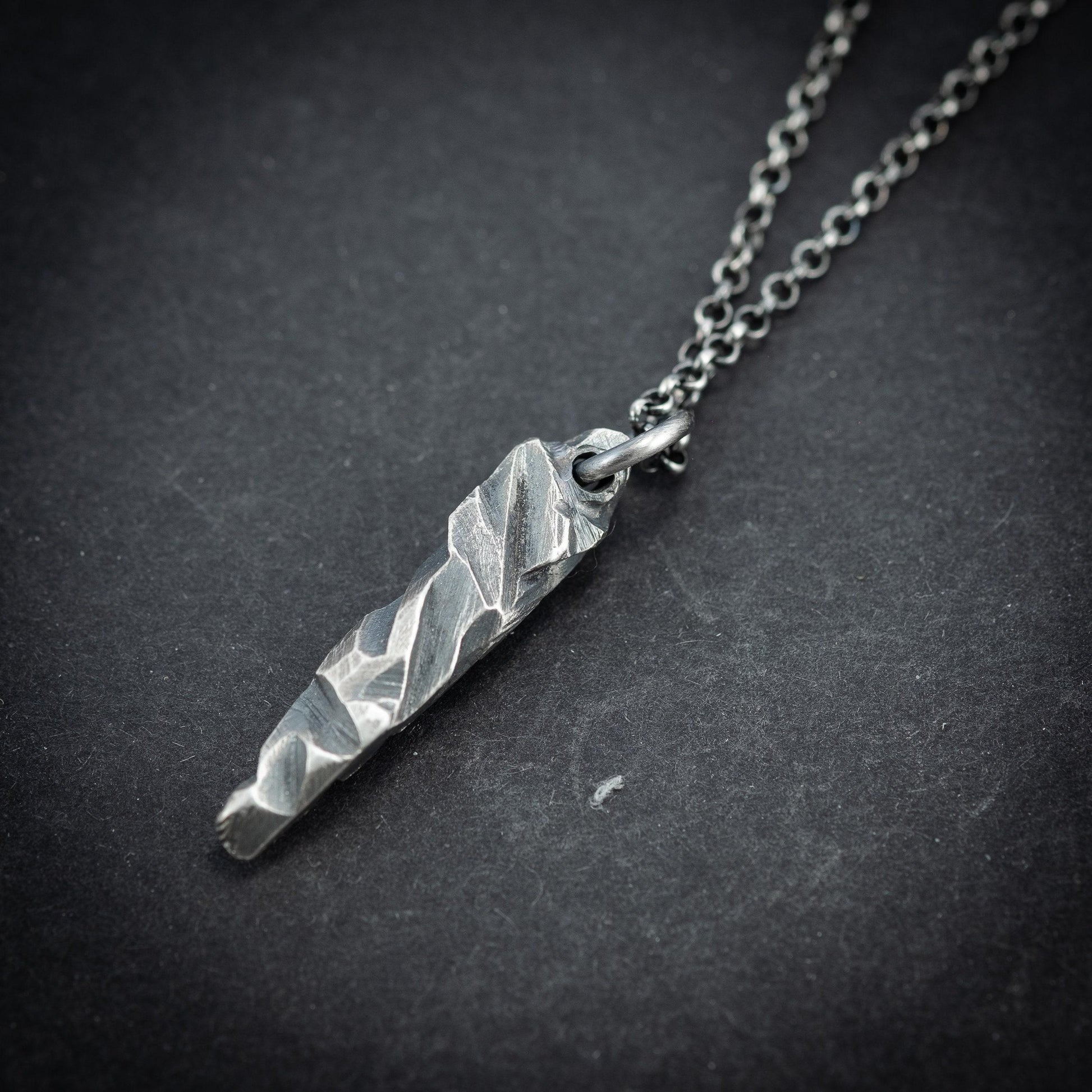 Silver Mens Pendant necklace, Brutalist Sterling Silver Oxidized Pendant, Mens gift, handmade rustic jewelry, boyfriend gift