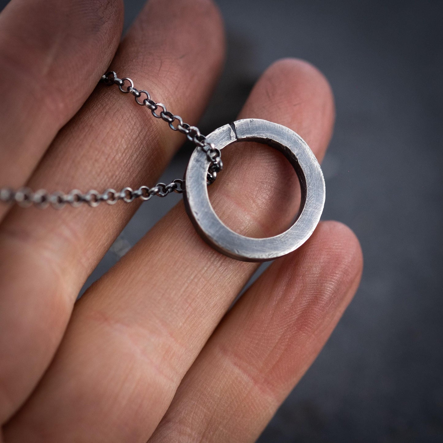 Silver round Circle mens necklace, Minimalist Protection amulet, Viking Handmade Silver jewelry, Unique Gift for women, Boyfriend gift