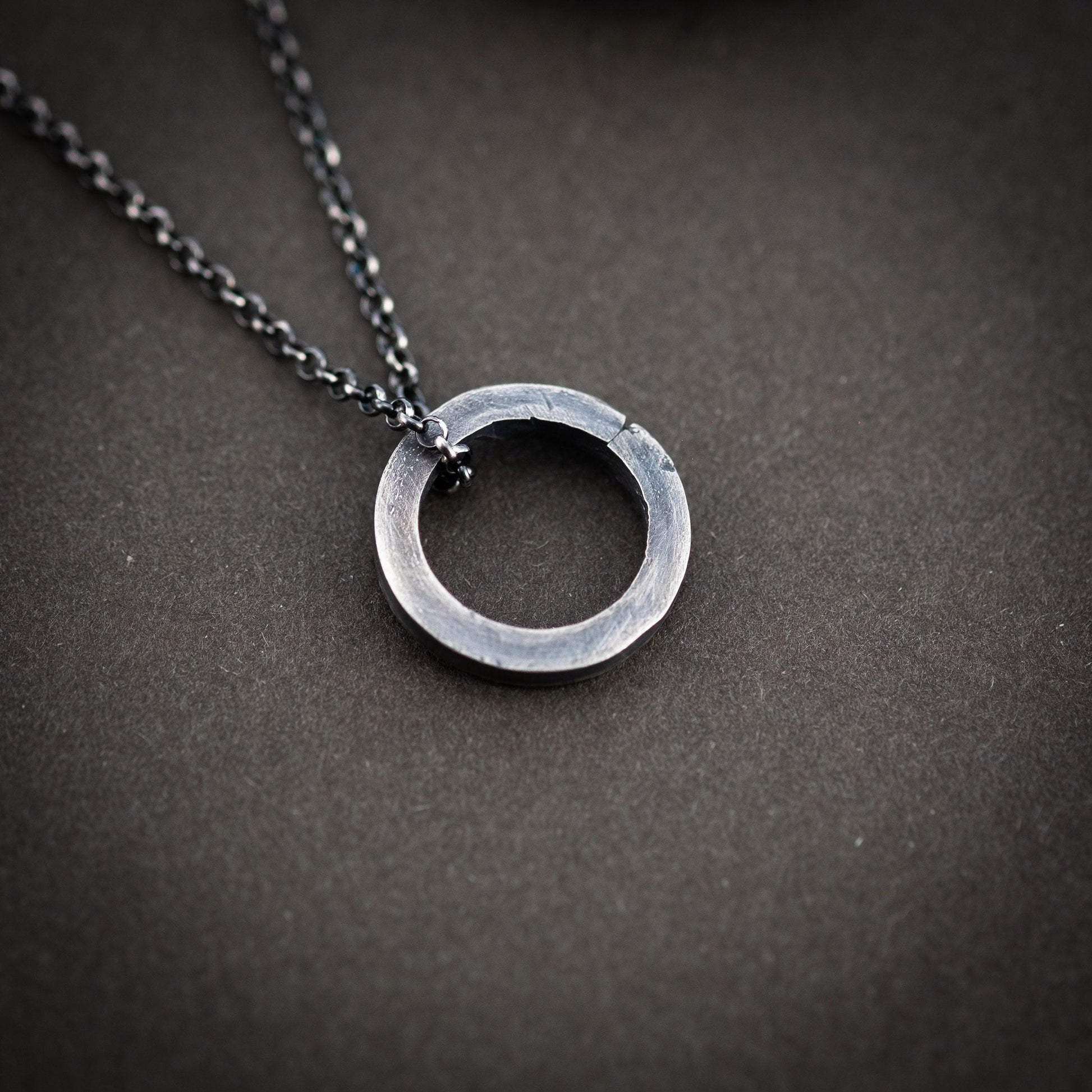 Silver round Circle mens necklace, Minimalist Protection amulet, Viking Handmade Silver jewelry, Unique Gift for women, Boyfriend gift