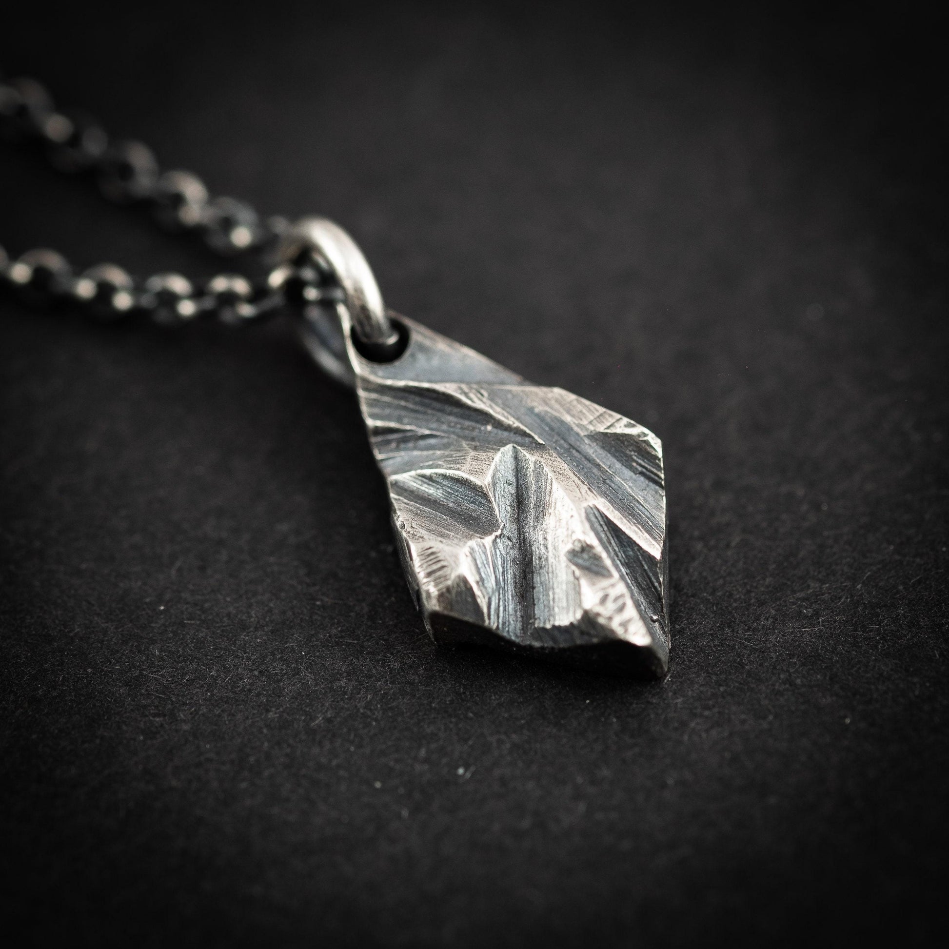 Sterling Silver Necklace For Men, Men's Statement Pendant, Bold Rustic Viking Mens Jewelry, Gift for Him, mens oxidized pendant