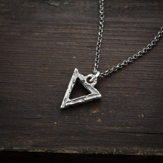 Triangle 925 sterling silver mens necklace Brutalist Rustic Geometric jewelry, Unique gift for women or men, Oxidized jewelry