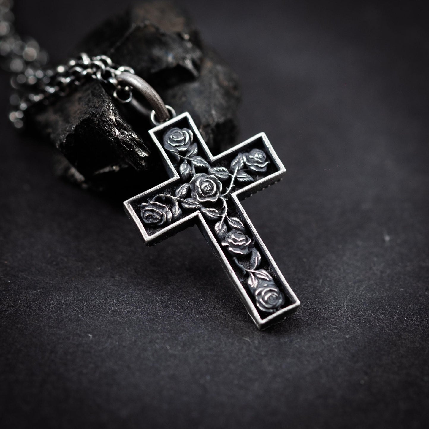 Cross with Roses necklace