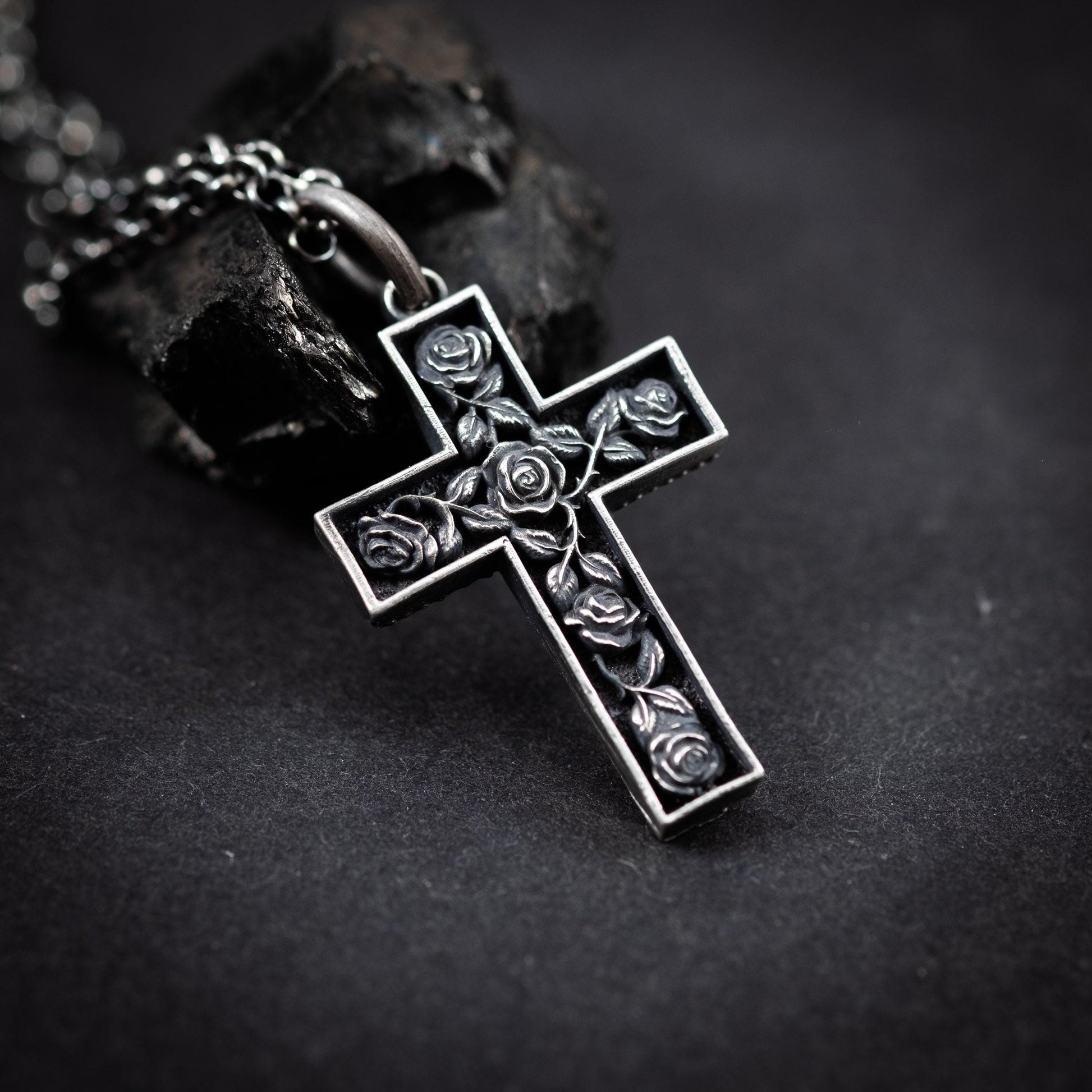 Cross with Roses necklace