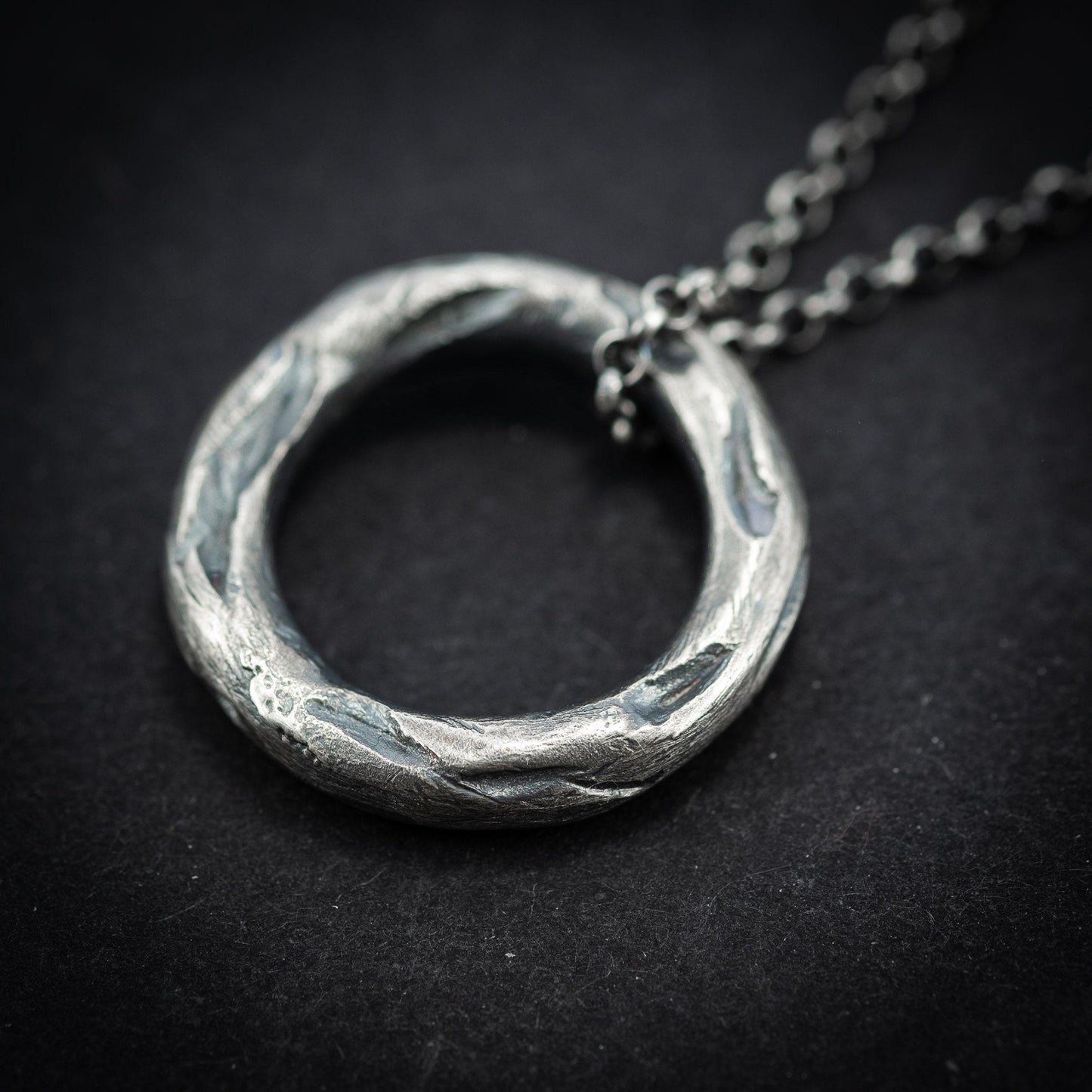 Mens circle silver pendant necklace, Rustic Silver necklace, Circle Minimalist jewelry, Handmade Silver jewelry, Unique Gift for men