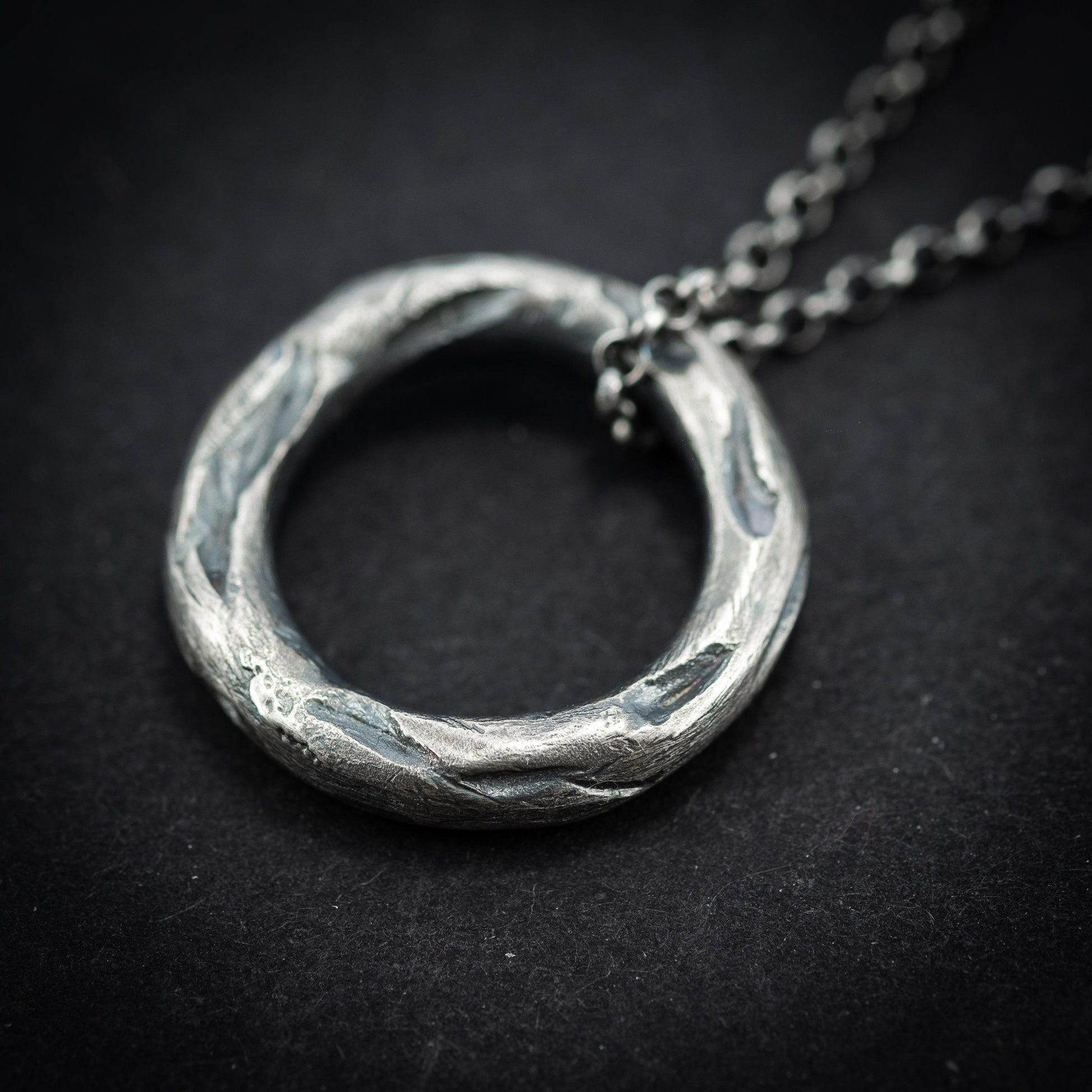 Mens circle silver pendant necklace, Rustic Silver necklace, Circle Minimalist jewelry, Handmade Silver jewelry, Unique Gift for men