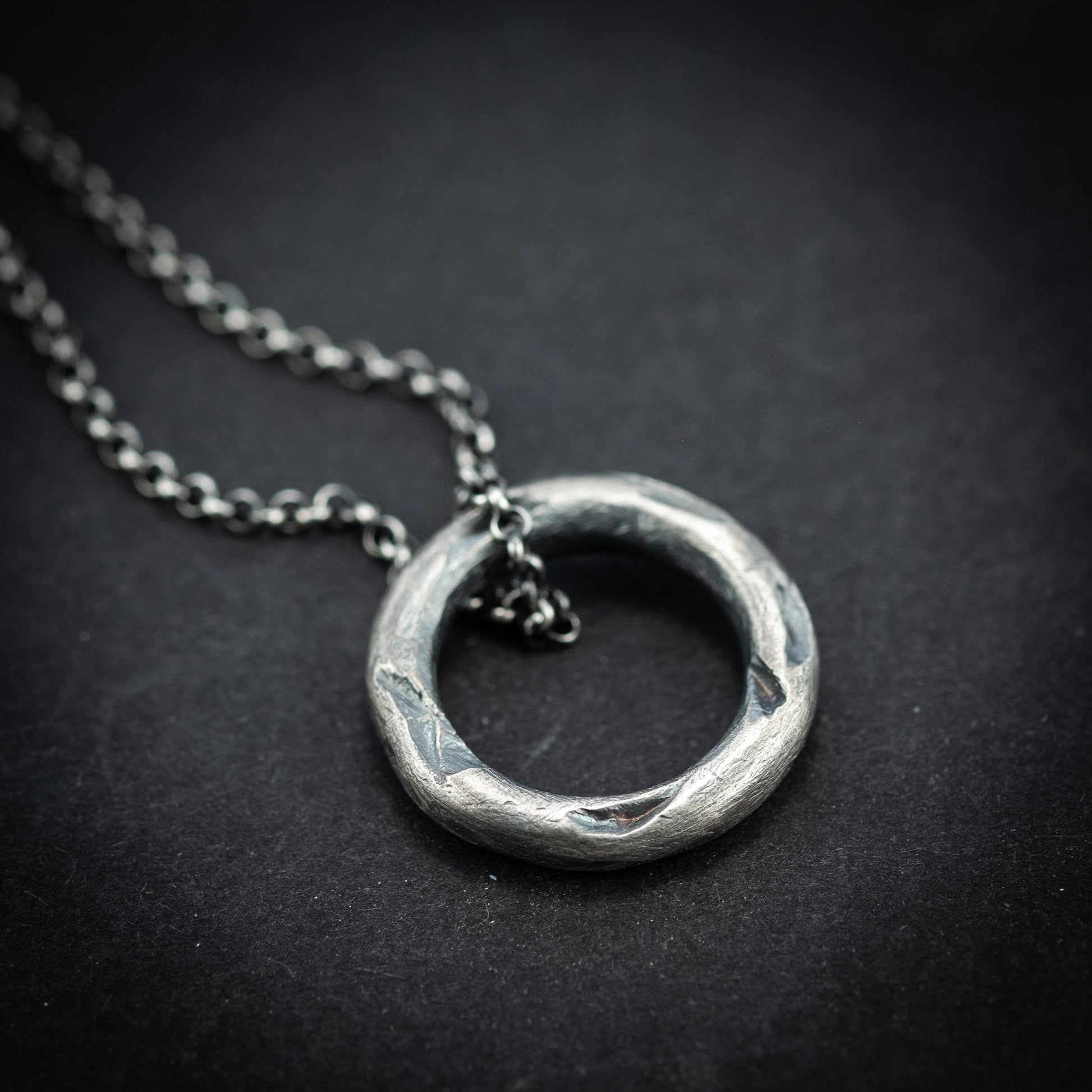 Mens circle silver pendant necklace, Rustic Silver necklace, Circle Minimalist jewelry, Handmade Silver jewelry, Unique Gift for men