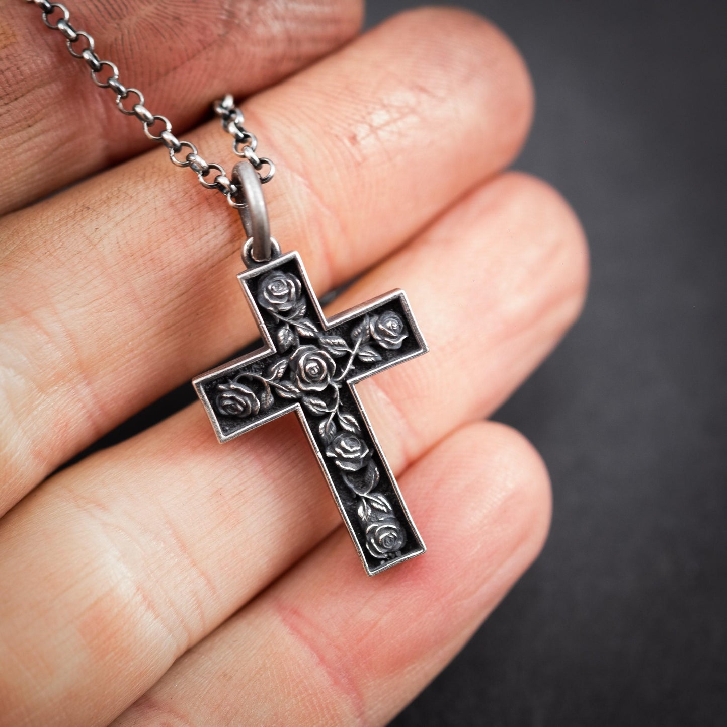Cross with Roses necklace