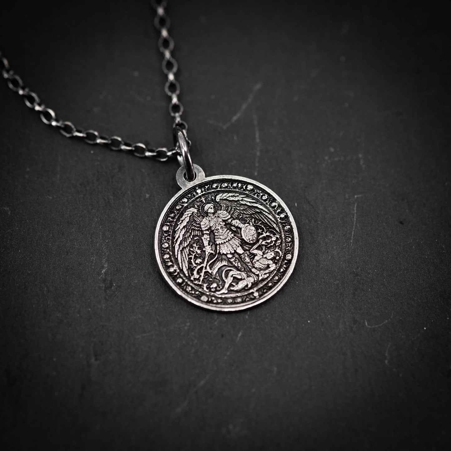 Silver Men's Archangel St. Michael Personalized Necklace, Handmade Religious Jewelry, Protection Amulet Pendant, Christian Gift