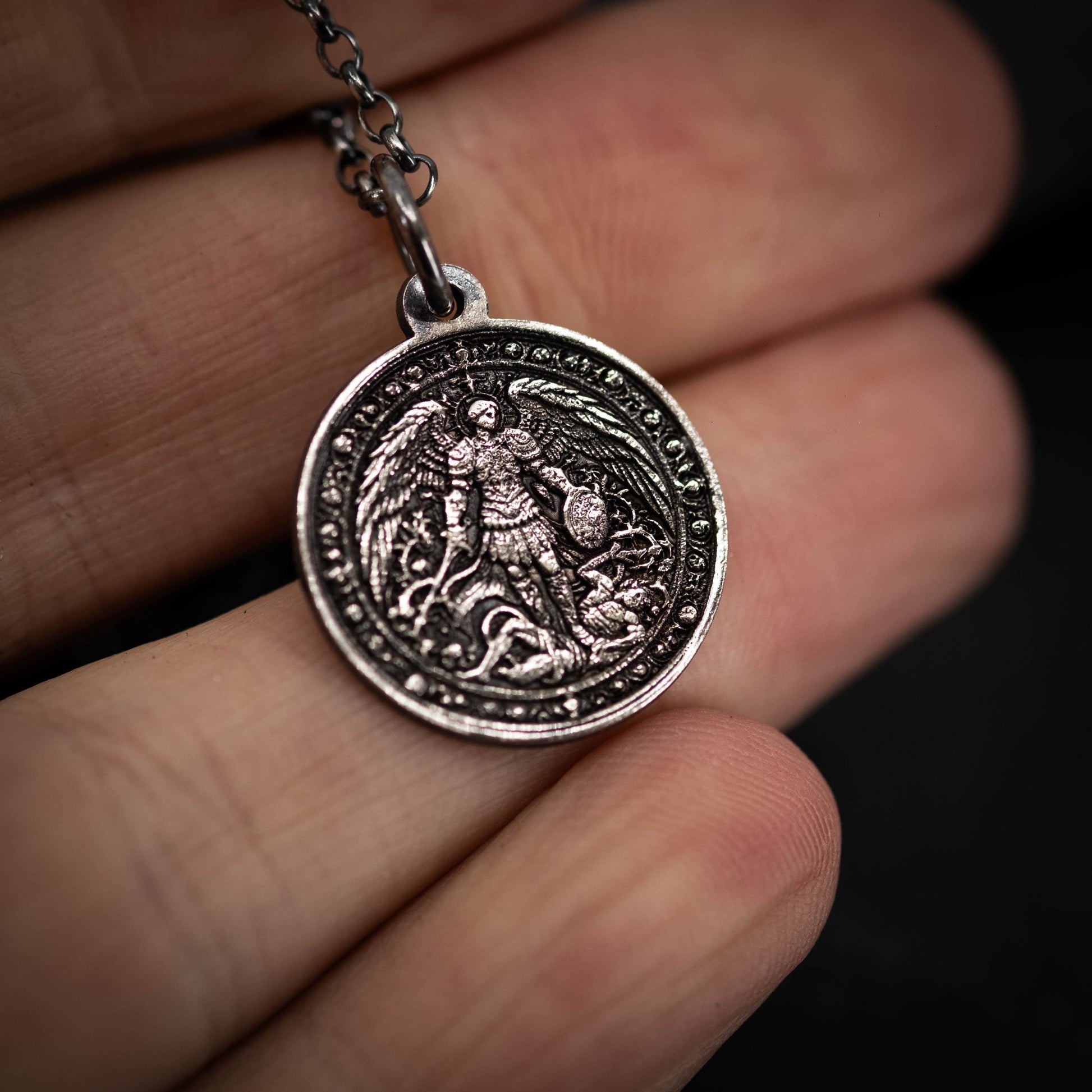 Silver Men's Archangel St. Michael Personalized Necklace, Handmade Religious Jewelry, Protection Amulet Pendant, Christian Gift