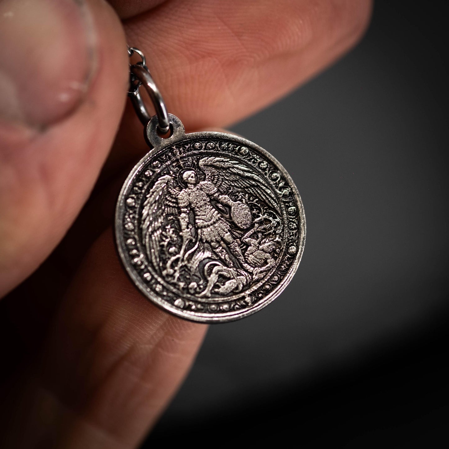 Silver Men's Archangel St. Michael Personalized Necklace, Handmade Religious Jewelry, Protection Amulet Pendant, Christian Gift