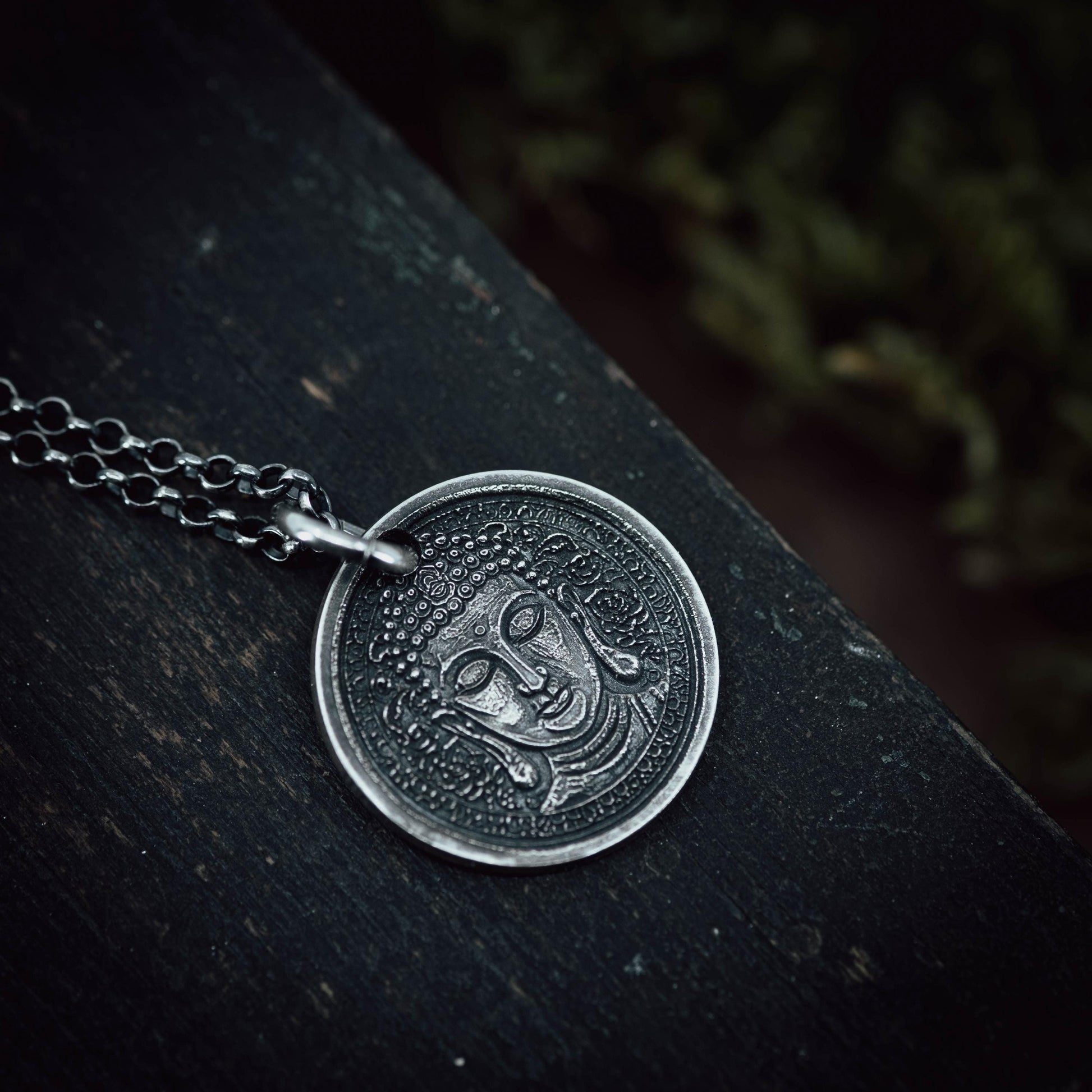 Sterling Silver Buddha Coin Pendant Necklace, Spiritual Meditation Anxiety relief Jewelry