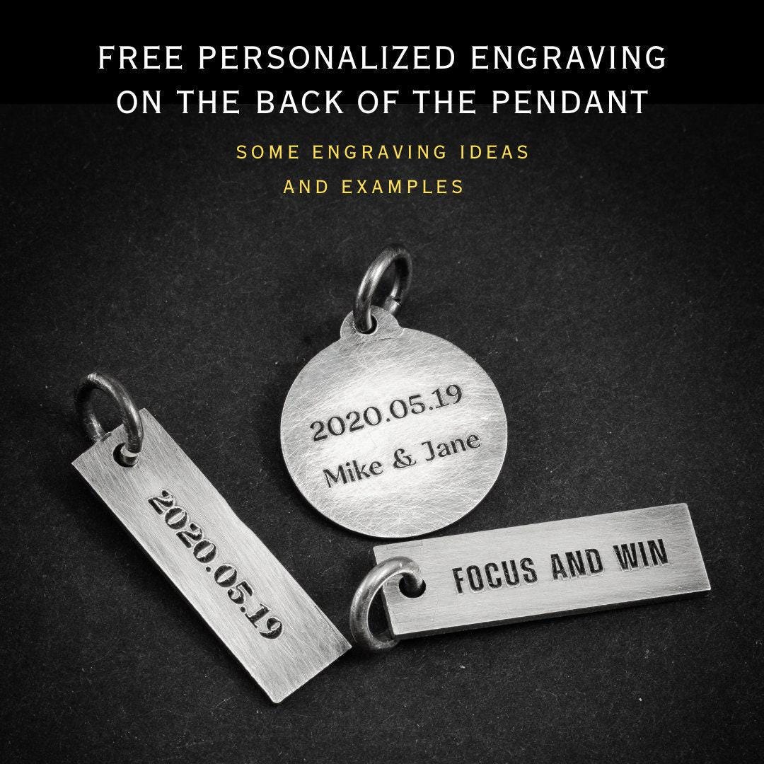 Deer in the forest nature silver Necklace, Nature Outdoor adventure handmade jewelry, mens necklace, Personalized engraved Travel gift