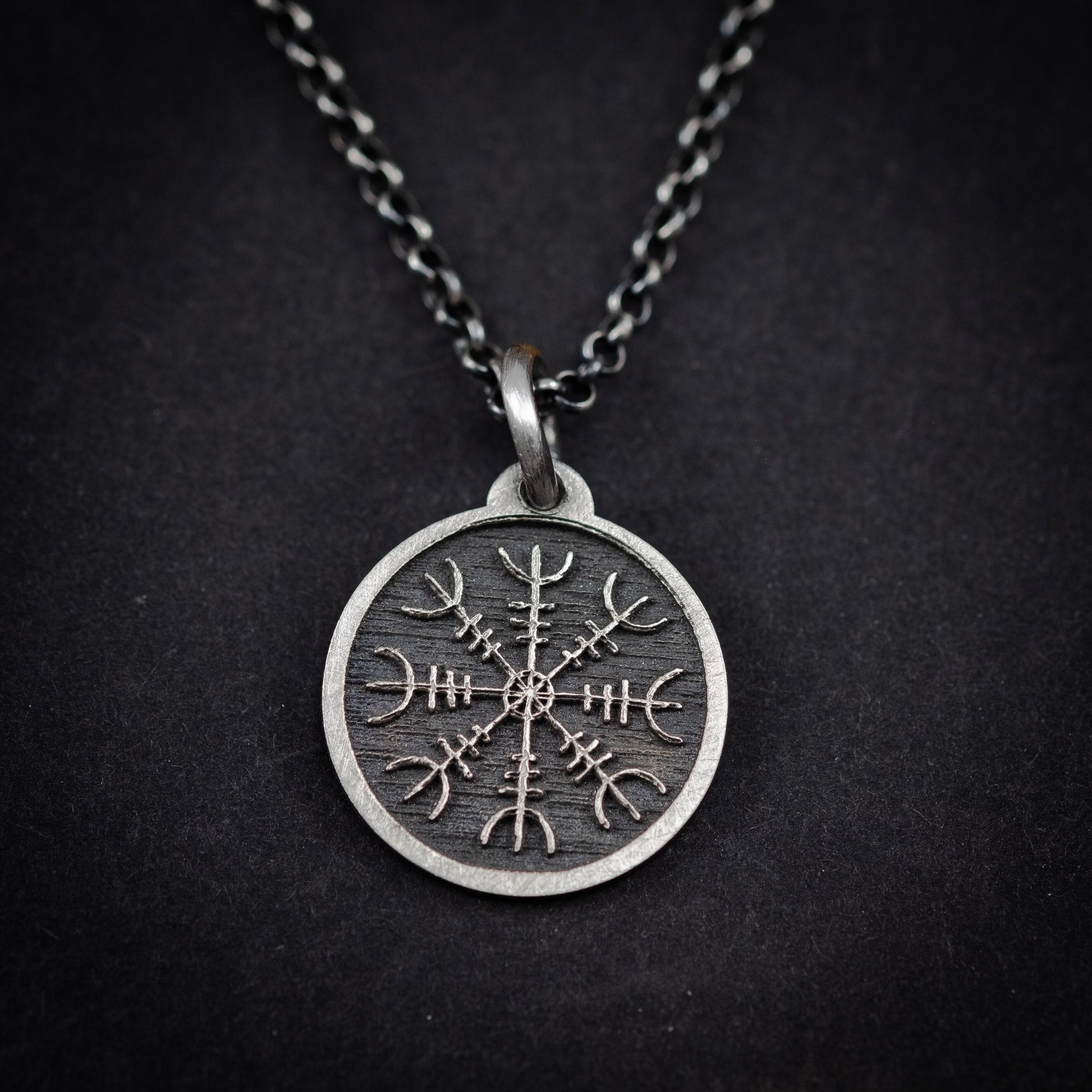 Mens Silver Viking The Helm of Awe Protection necklace, Engraved silver Personalized viking jewelry, Oxidized rustic necklace, norse jewelry