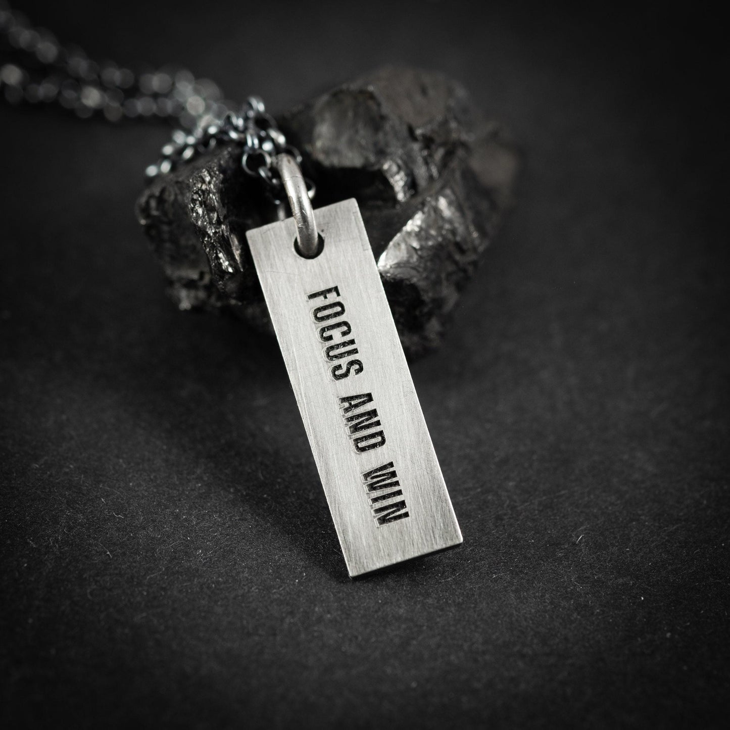 Personalized Engraved Silver Necklace for Men, Custom Name Pendant, Handmade Rustic Jewelry, Unique Gift for Him