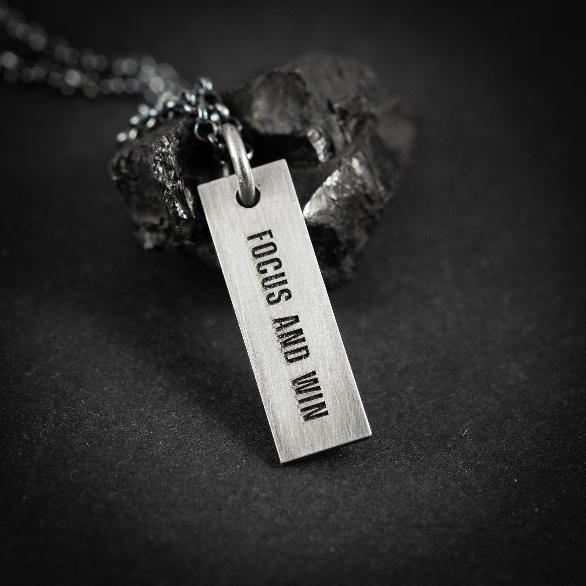 Personalized Engraved Silver Necklace for Men, Custom Name Pendant, Handmade Rustic Jewelry, Unique Gift for Him