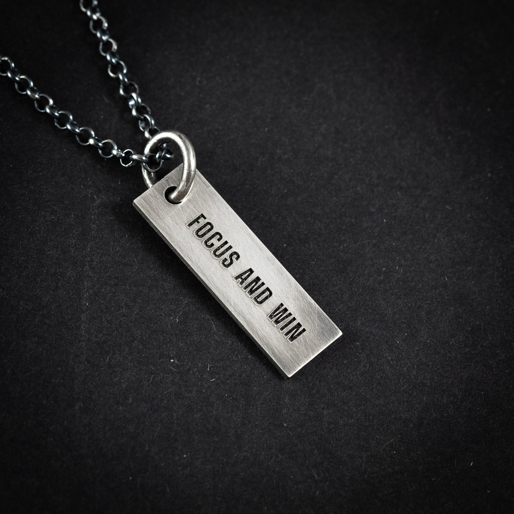 Personalized Engraved Silver Necklace for Men, Custom Name Pendant, Handmade Rustic Jewelry, Unique Gift for Him