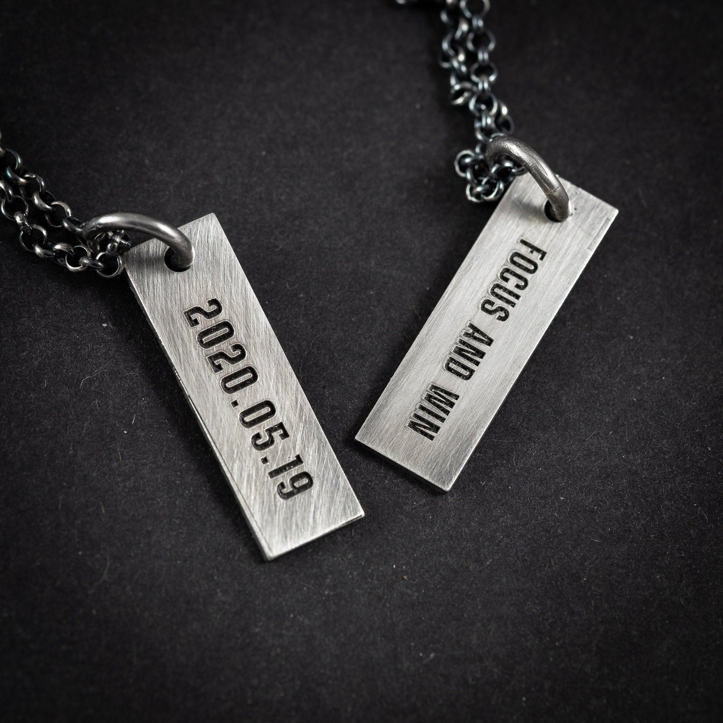 Personalized Engraved Silver Necklace for Men, Custom Name Pendant, Handmade Rustic Jewelry, Unique Gift for Him