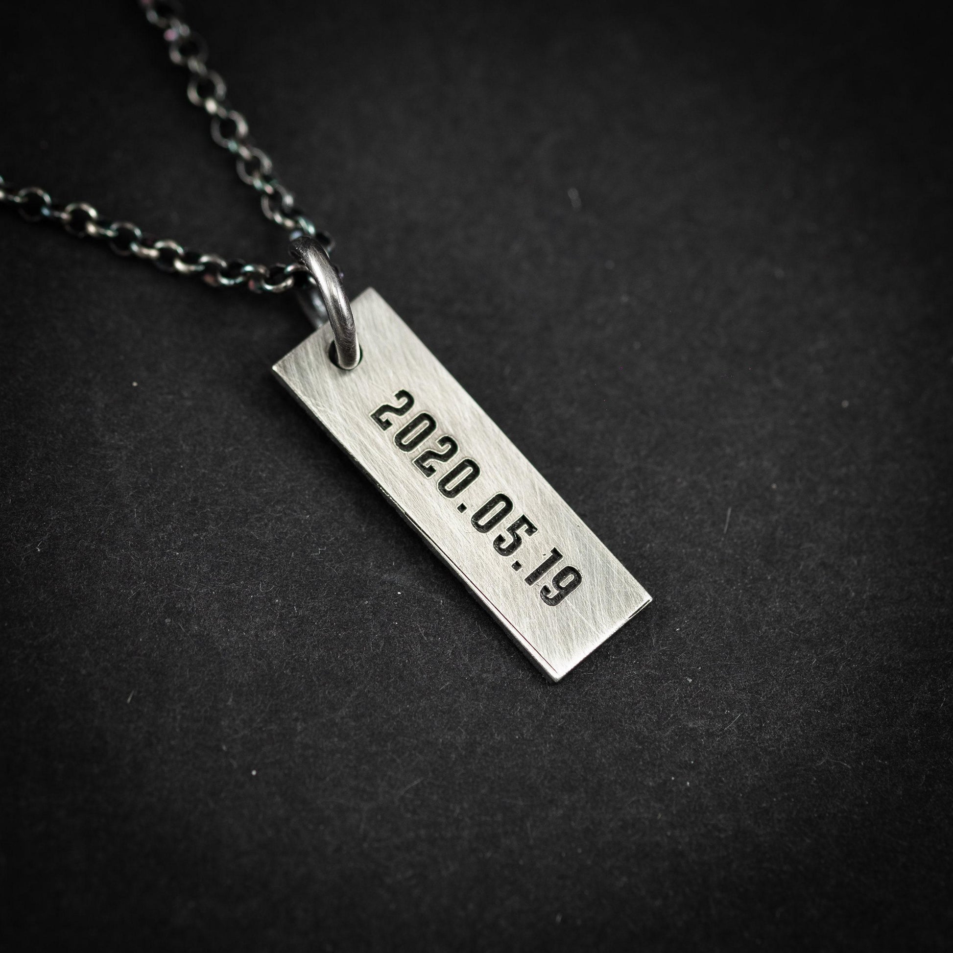 Personalized Engraved Silver Necklace for Men, Custom Name Pendant, Handmade Rustic Jewelry, Unique Gift for Him